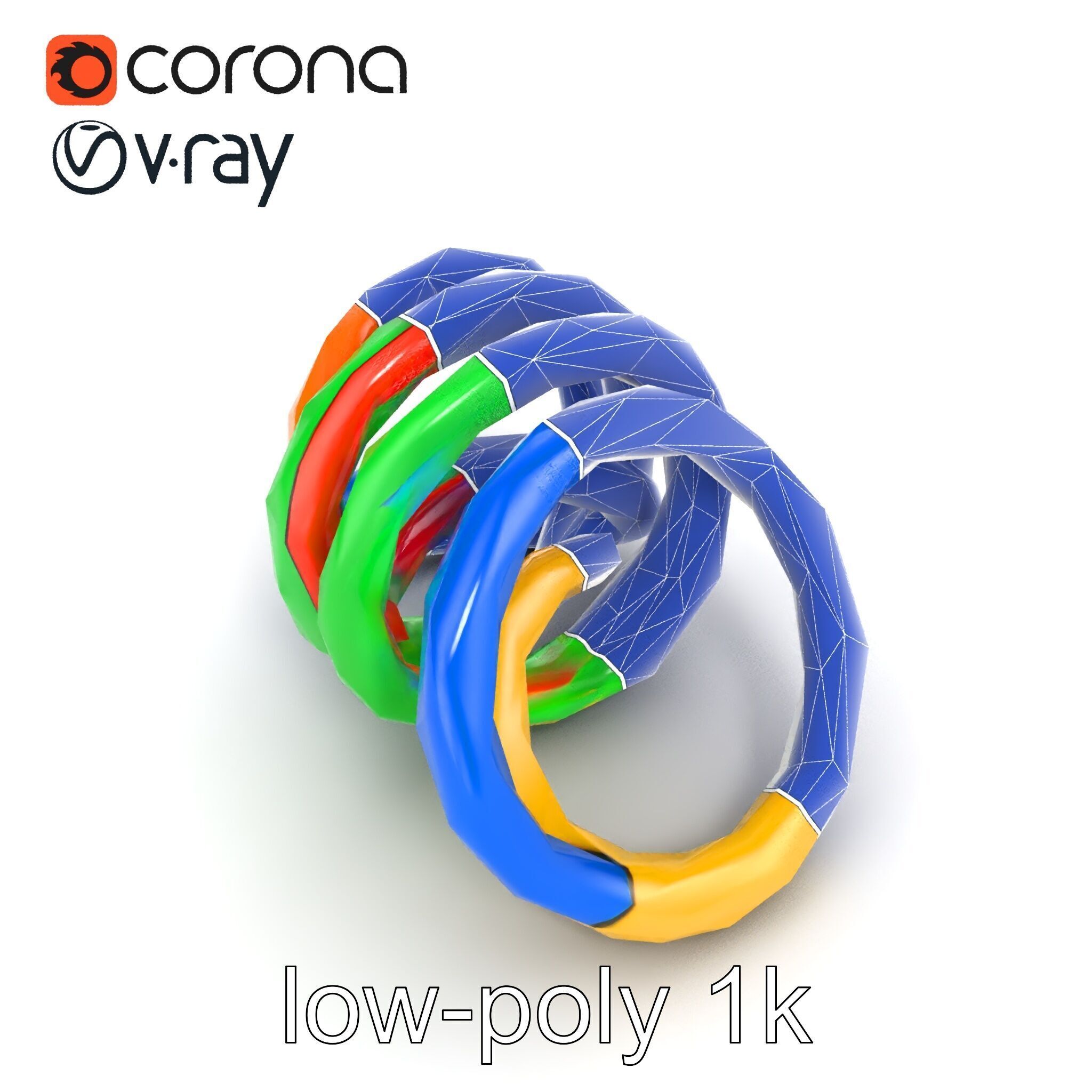 Rainbow Stackable Toy Ring Set model pack Low-poly 3D model_21