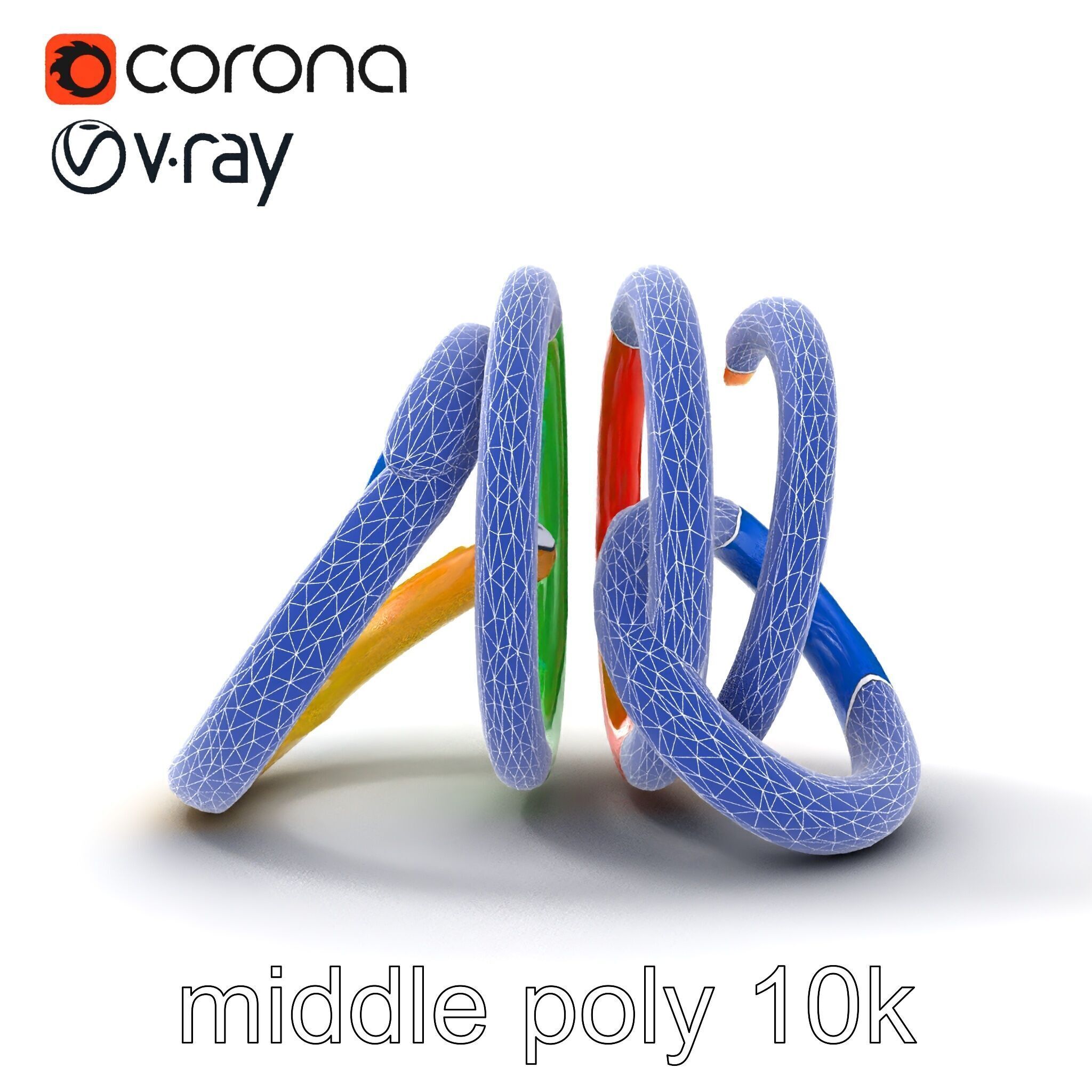 Rainbow Stackable Toy Ring Set model pack Low-poly 3D model_15