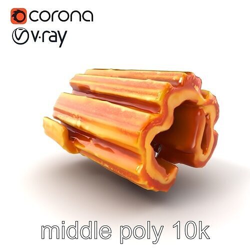 Realistic Churro Dessert Texture model pack Low-poly 3D model