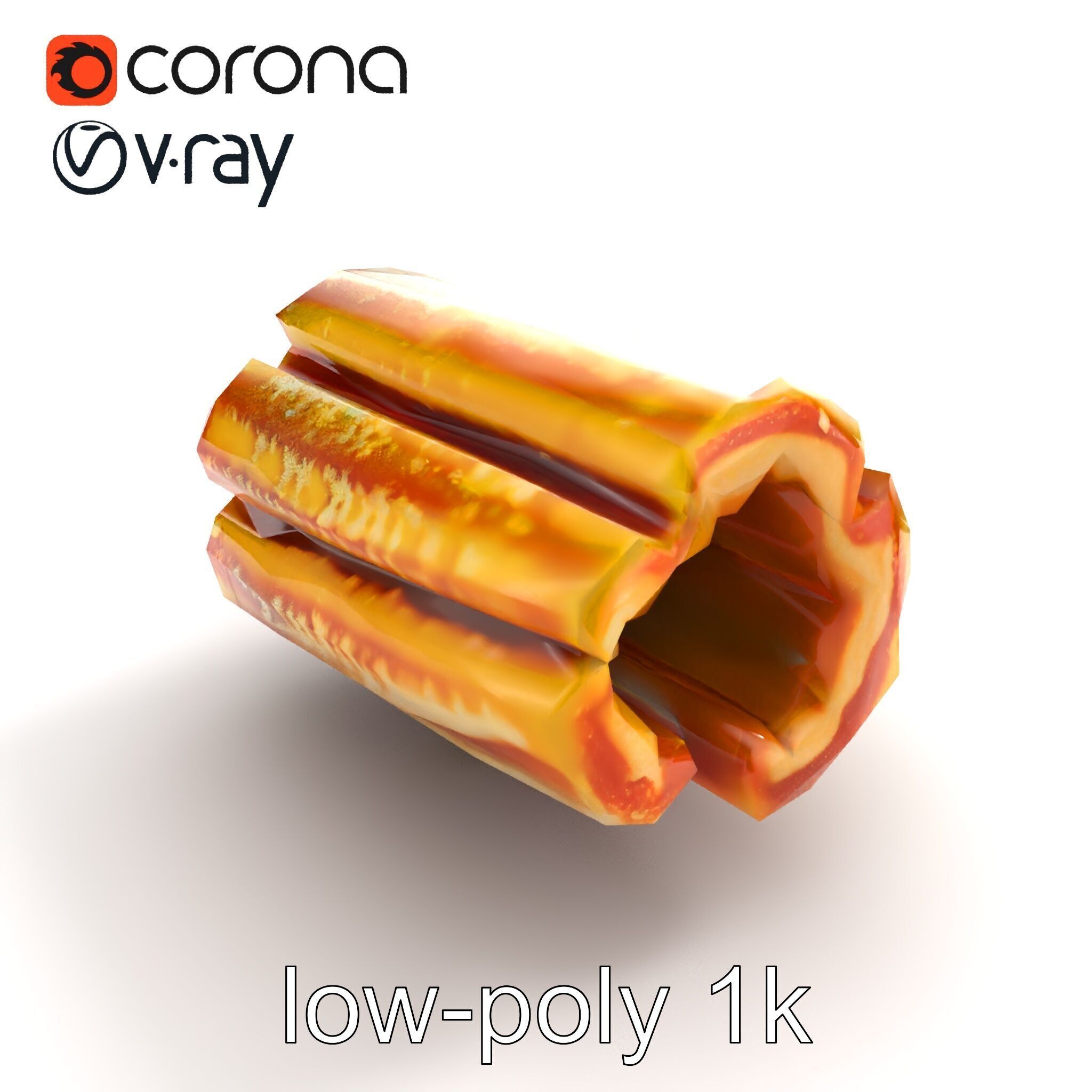 Realistic Churro Dessert Texture model pack Low-poly 3D model_8