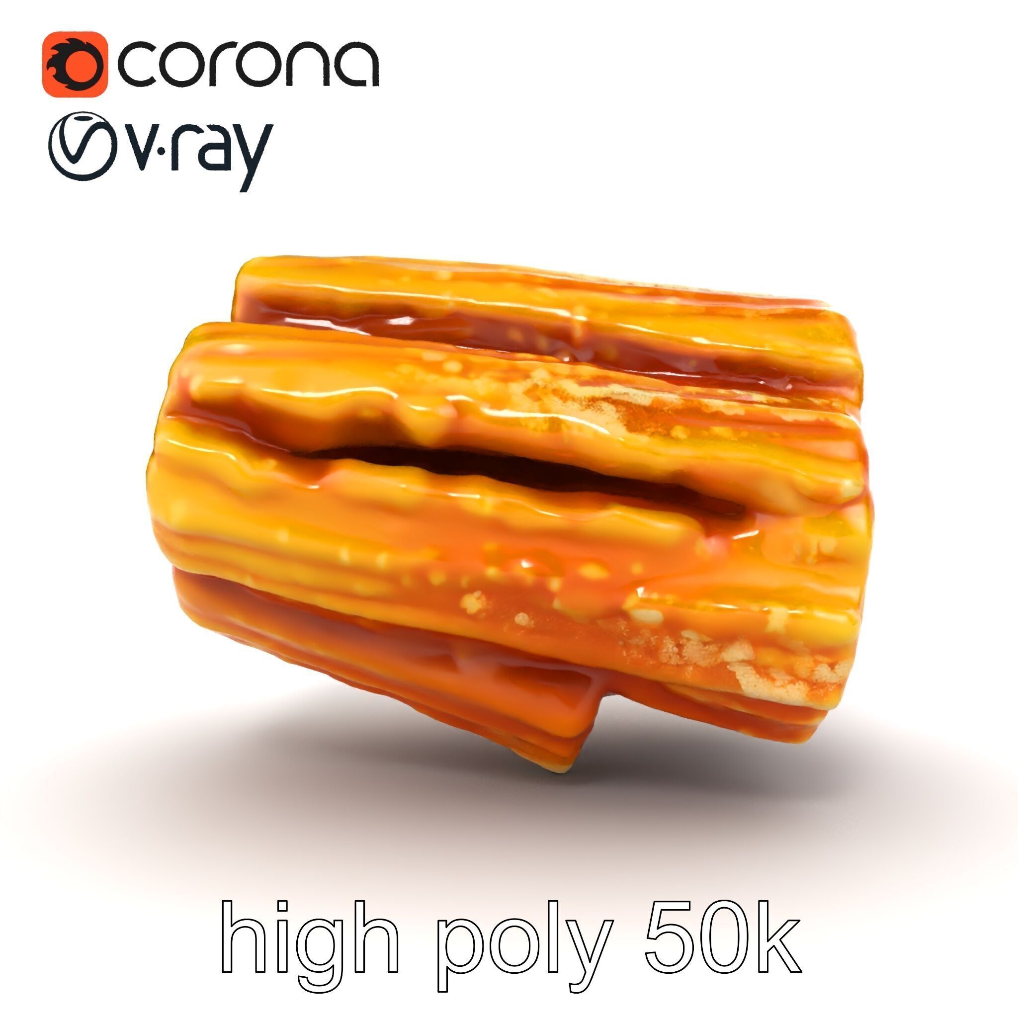 Realistic Churro Dessert Texture model pack Low-poly 3D model_14