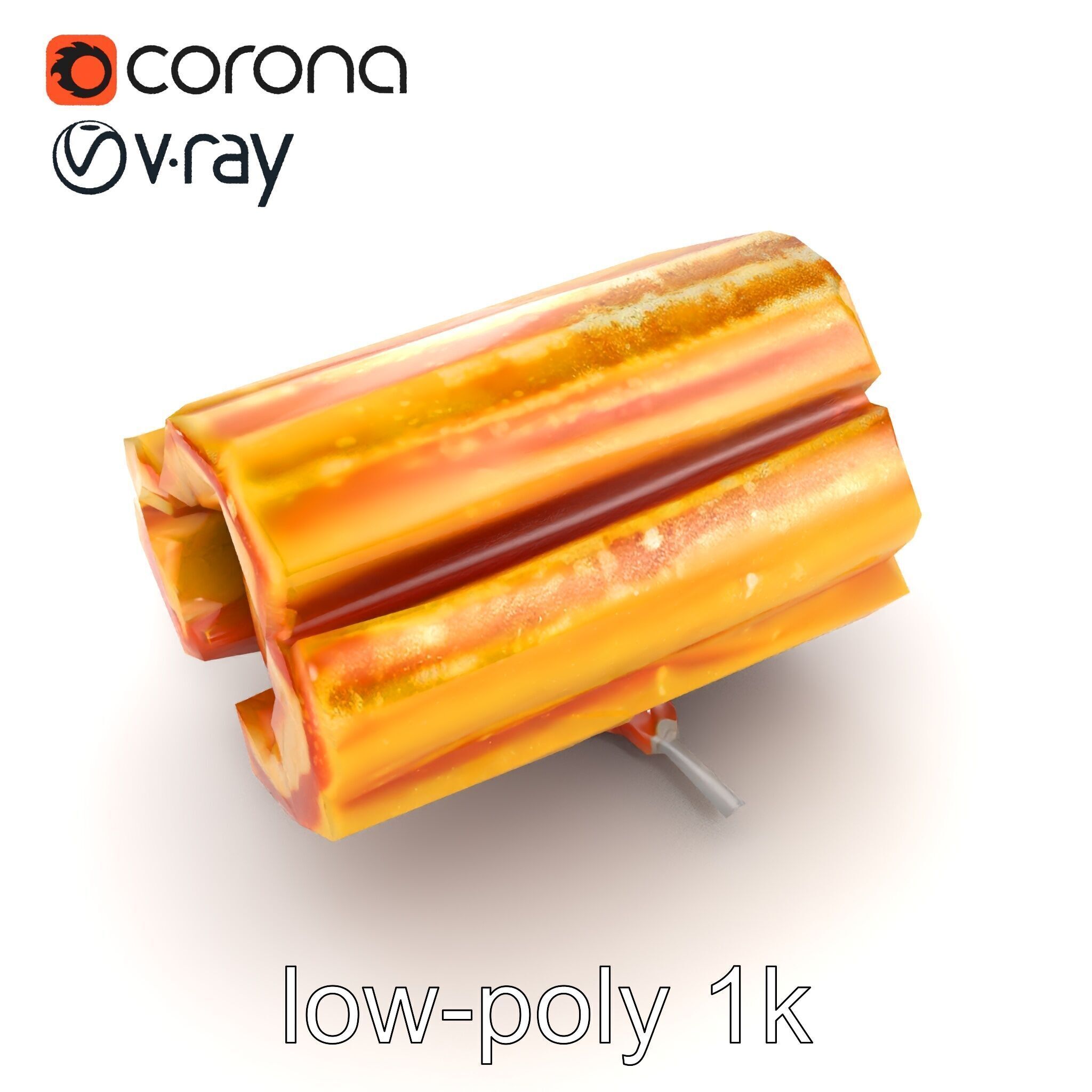 Realistic Churro Dessert Texture model pack Low-poly 3D model_17