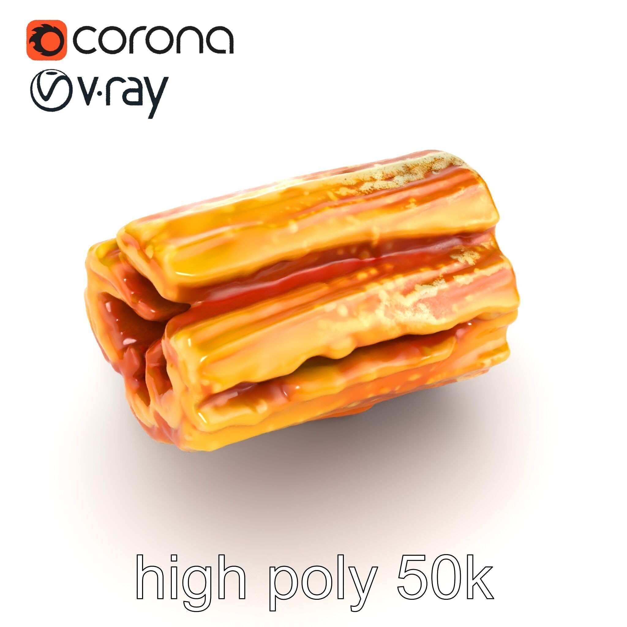 Realistic Churro Dessert Texture model pack Low-poly 3D model_13