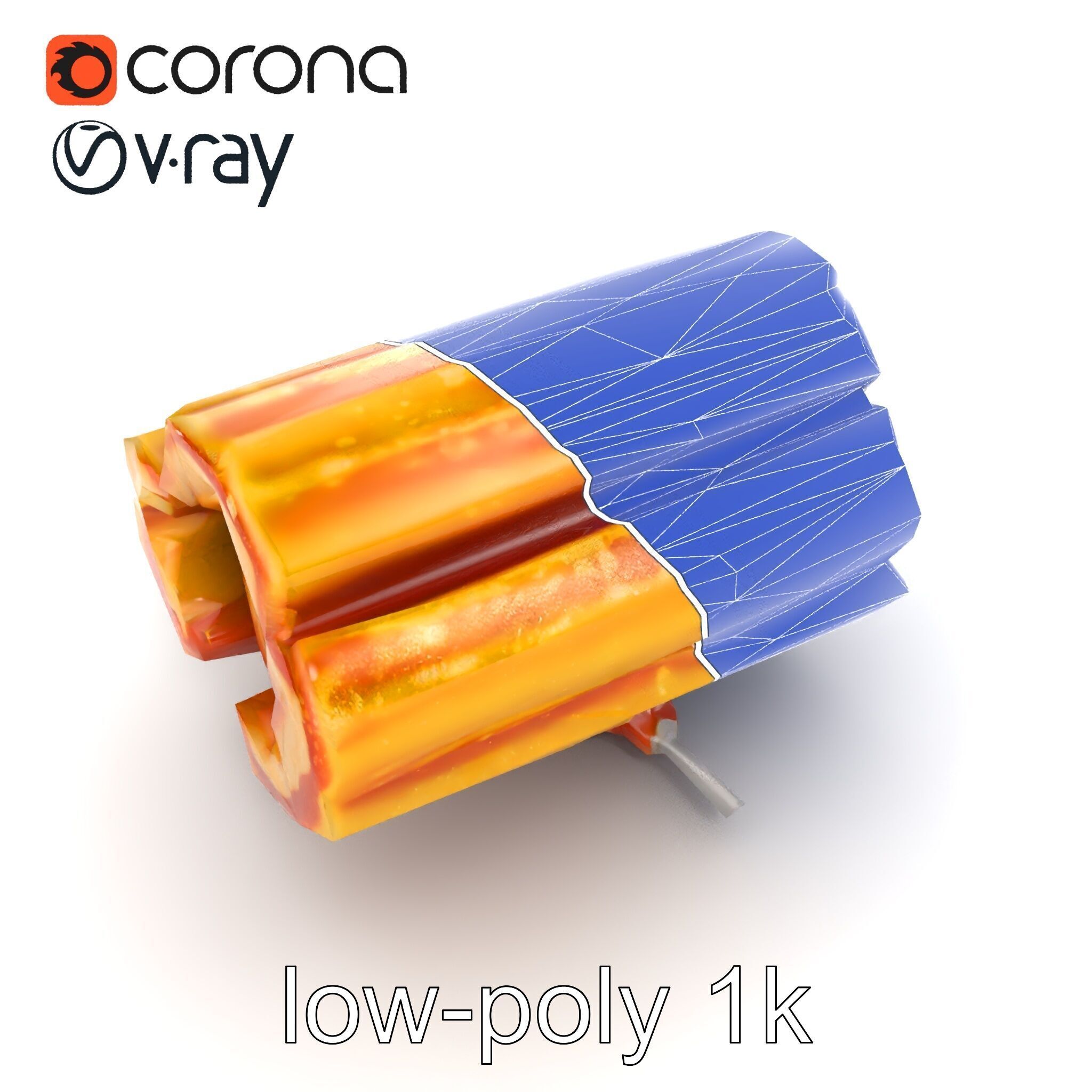 Realistic Churro Dessert Texture model pack Low-poly 3D model_16