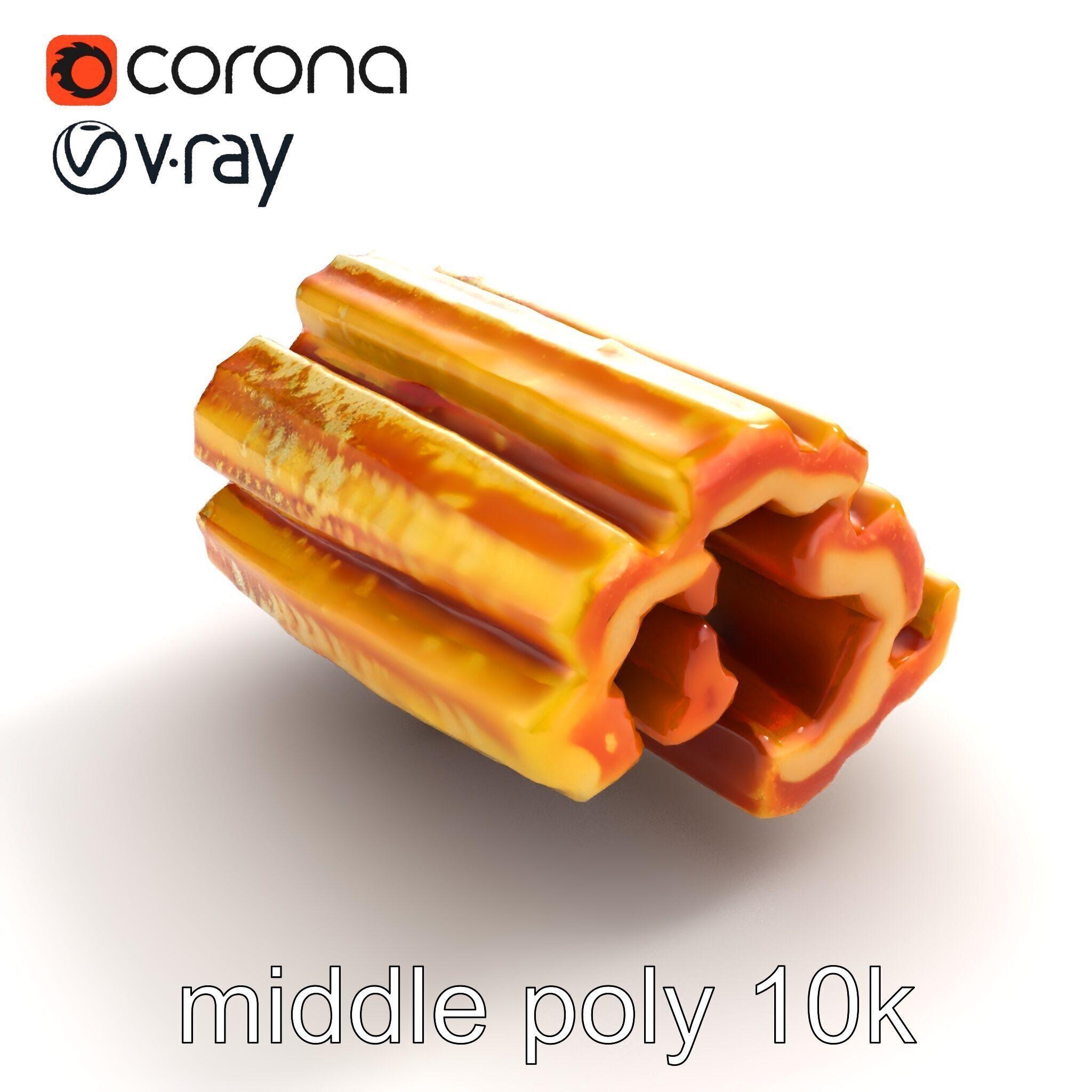 Realistic Churro Dessert Texture model pack Low-poly 3D model_7