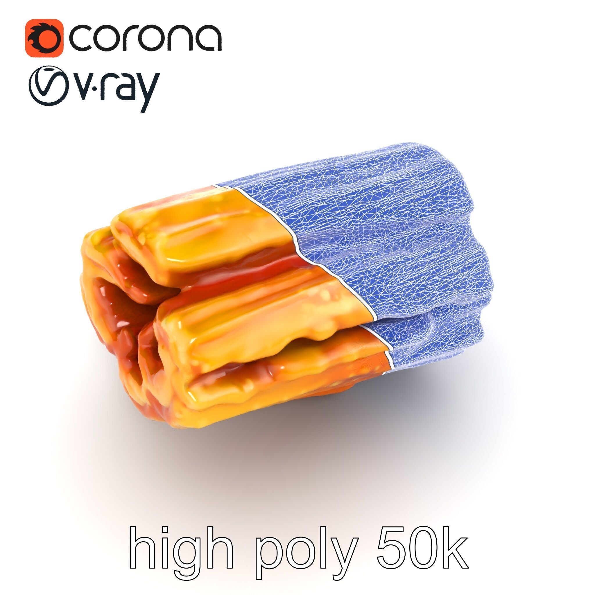 Realistic Churro Dessert Texture model pack Low-poly 3D model_29