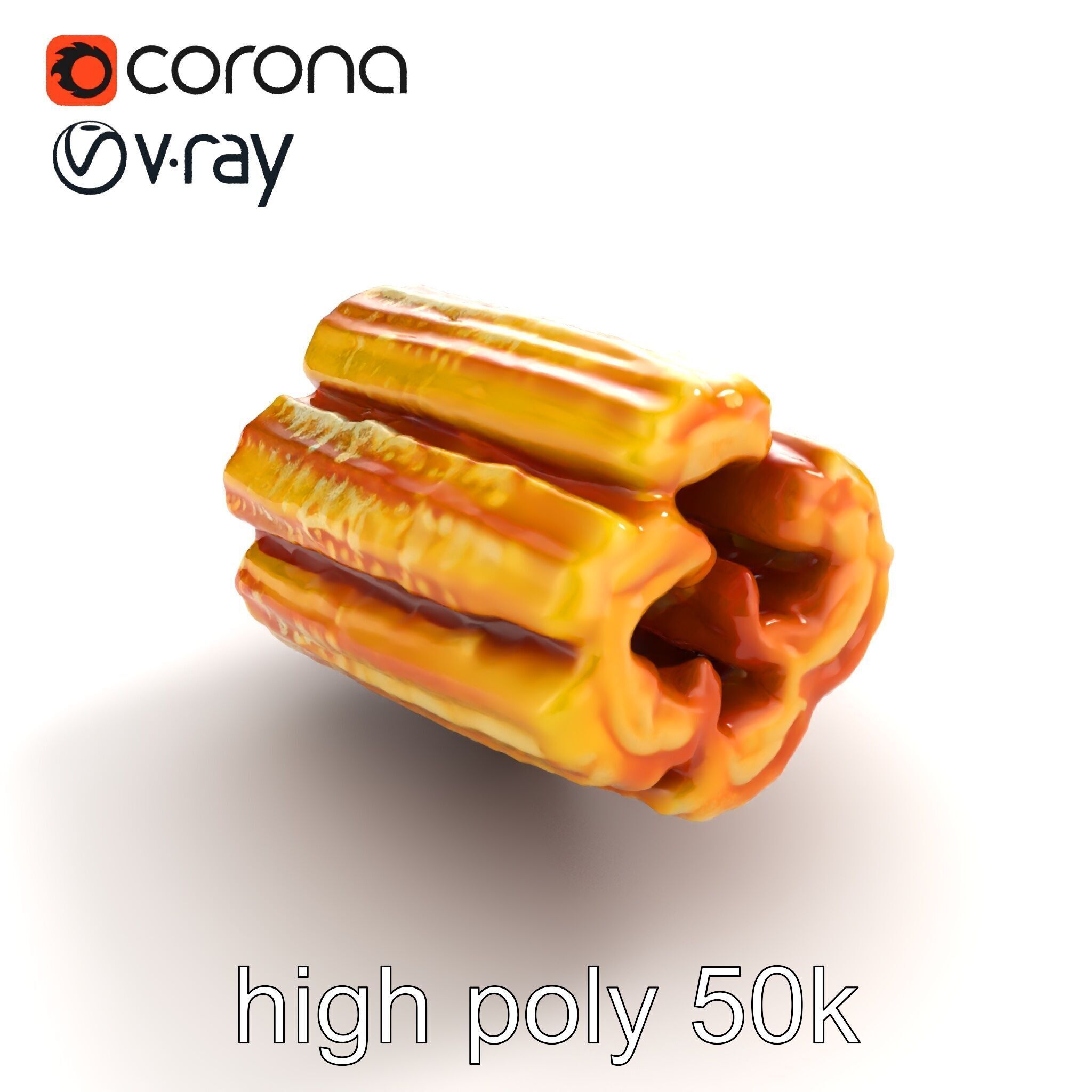 Realistic Churro Dessert Texture model pack Low-poly 3D model_9