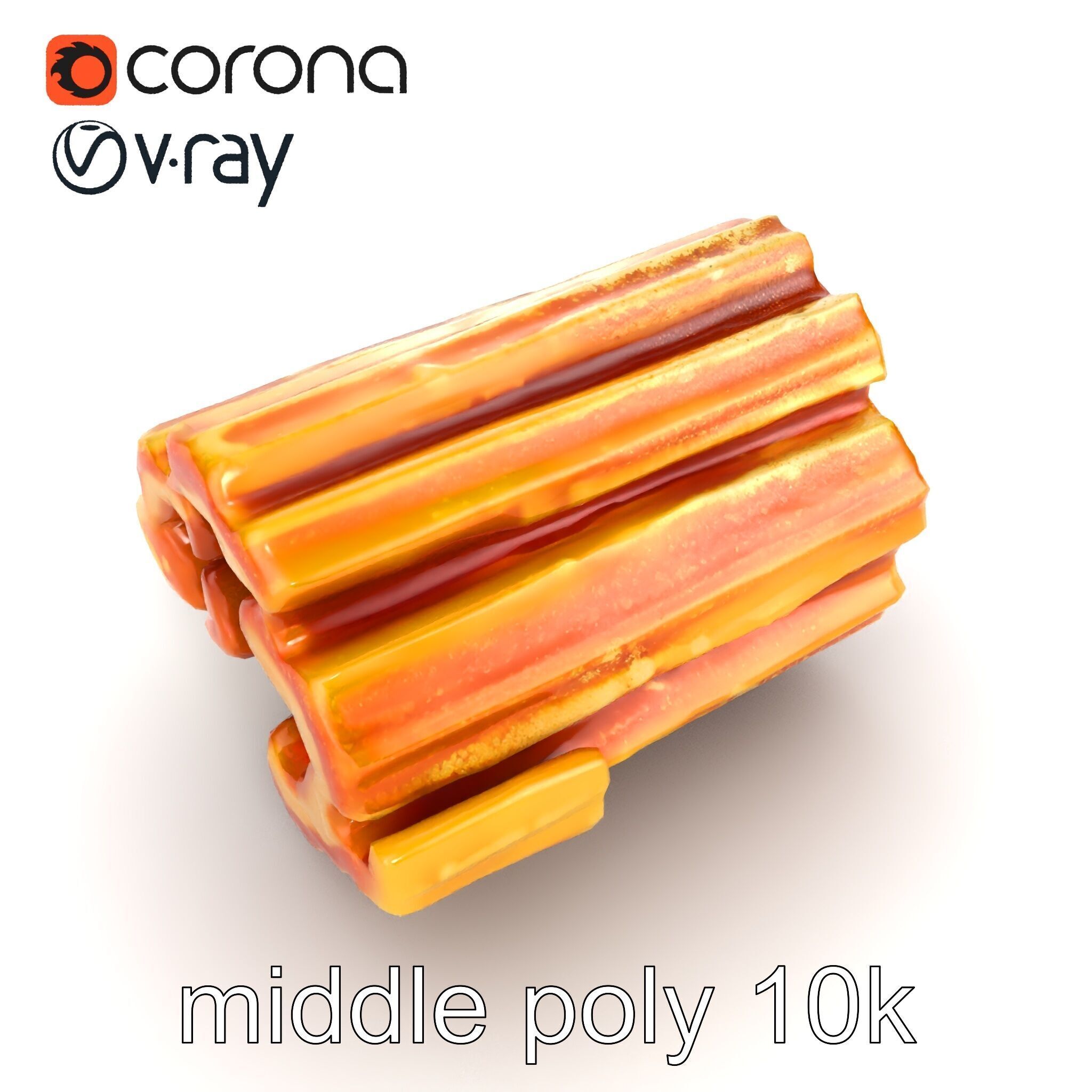 Realistic Churro Dessert Texture model pack Low-poly 3D model_11