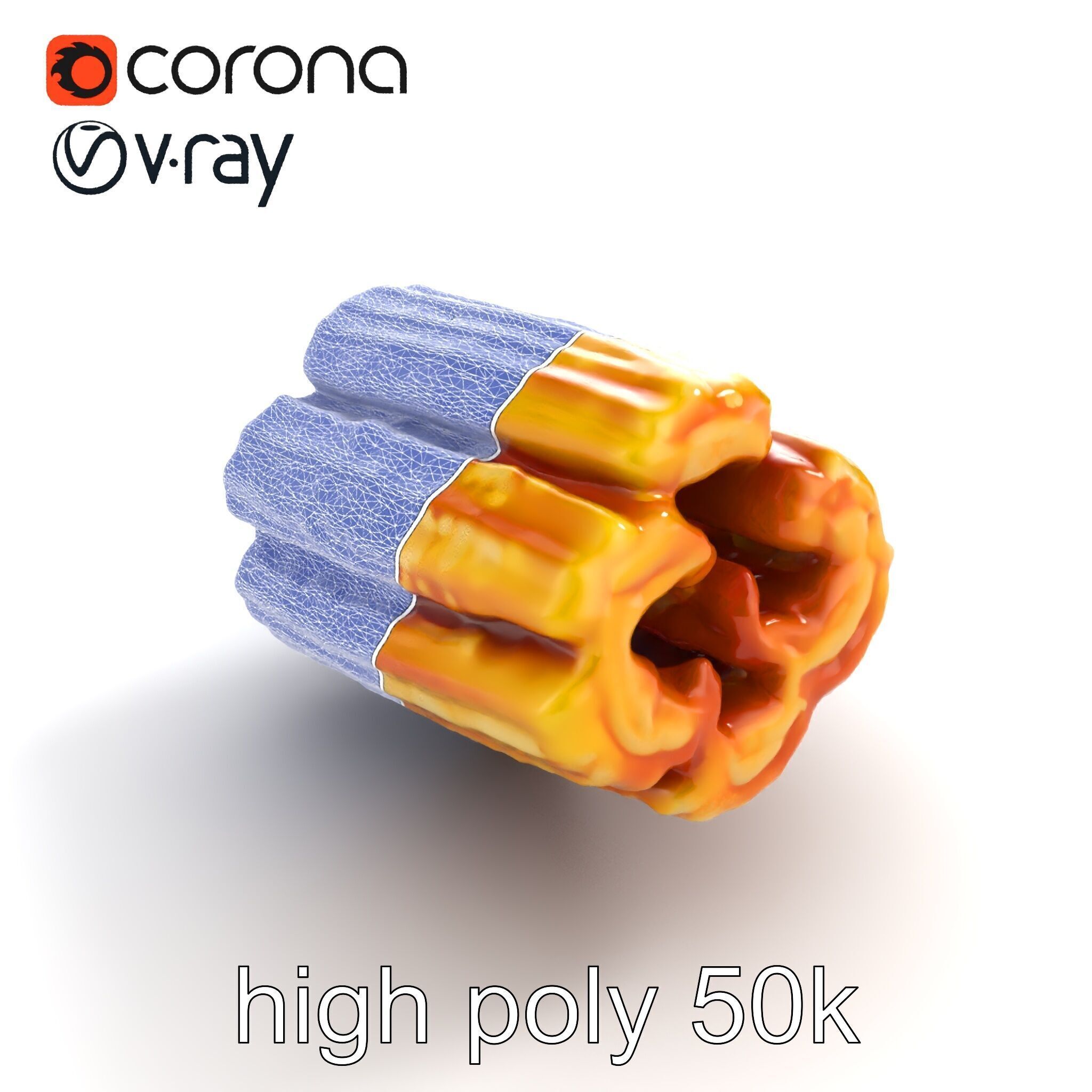 Realistic Churro Dessert Texture model pack Low-poly 3D model_15