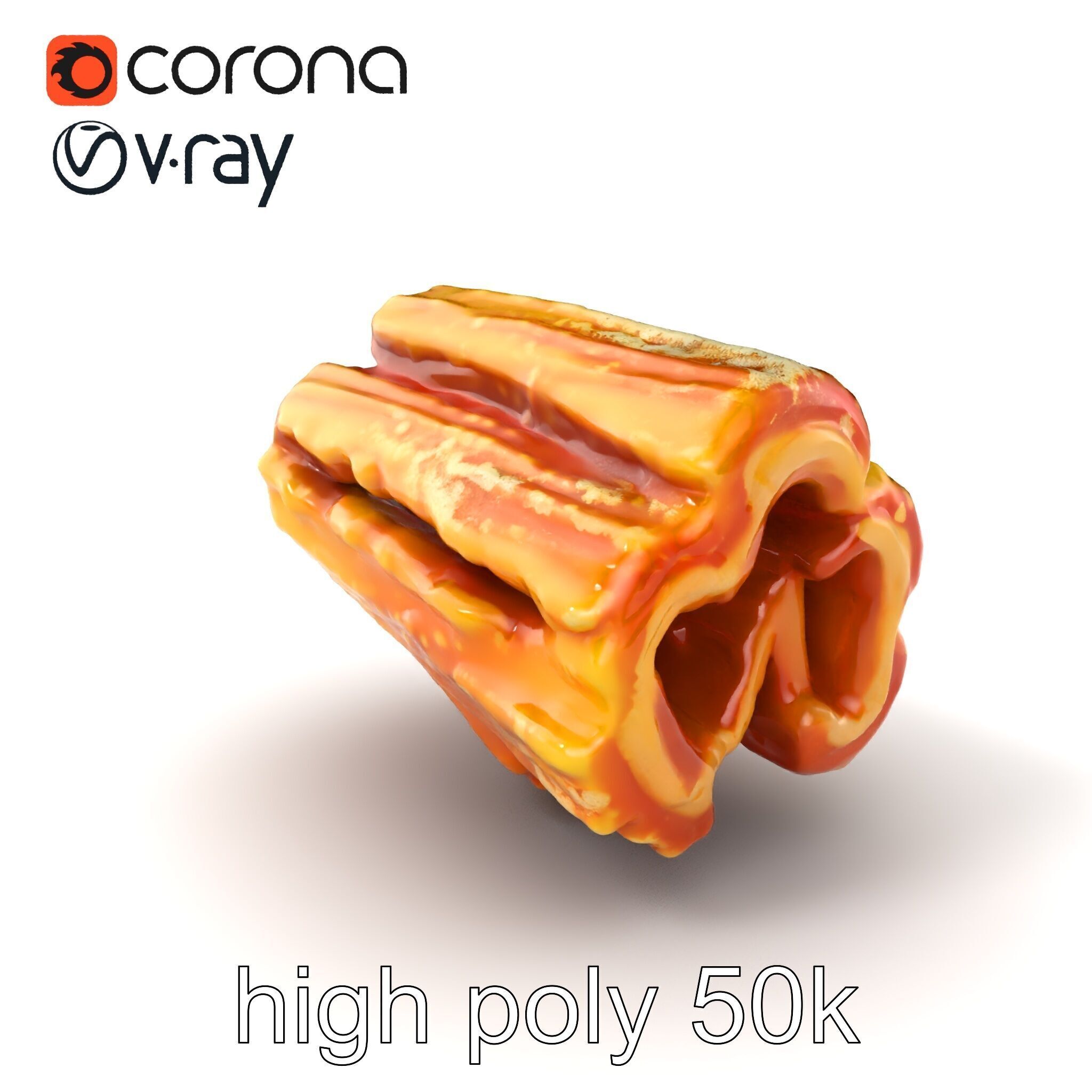 Realistic Churro Dessert Texture model pack Low-poly 3D model_2