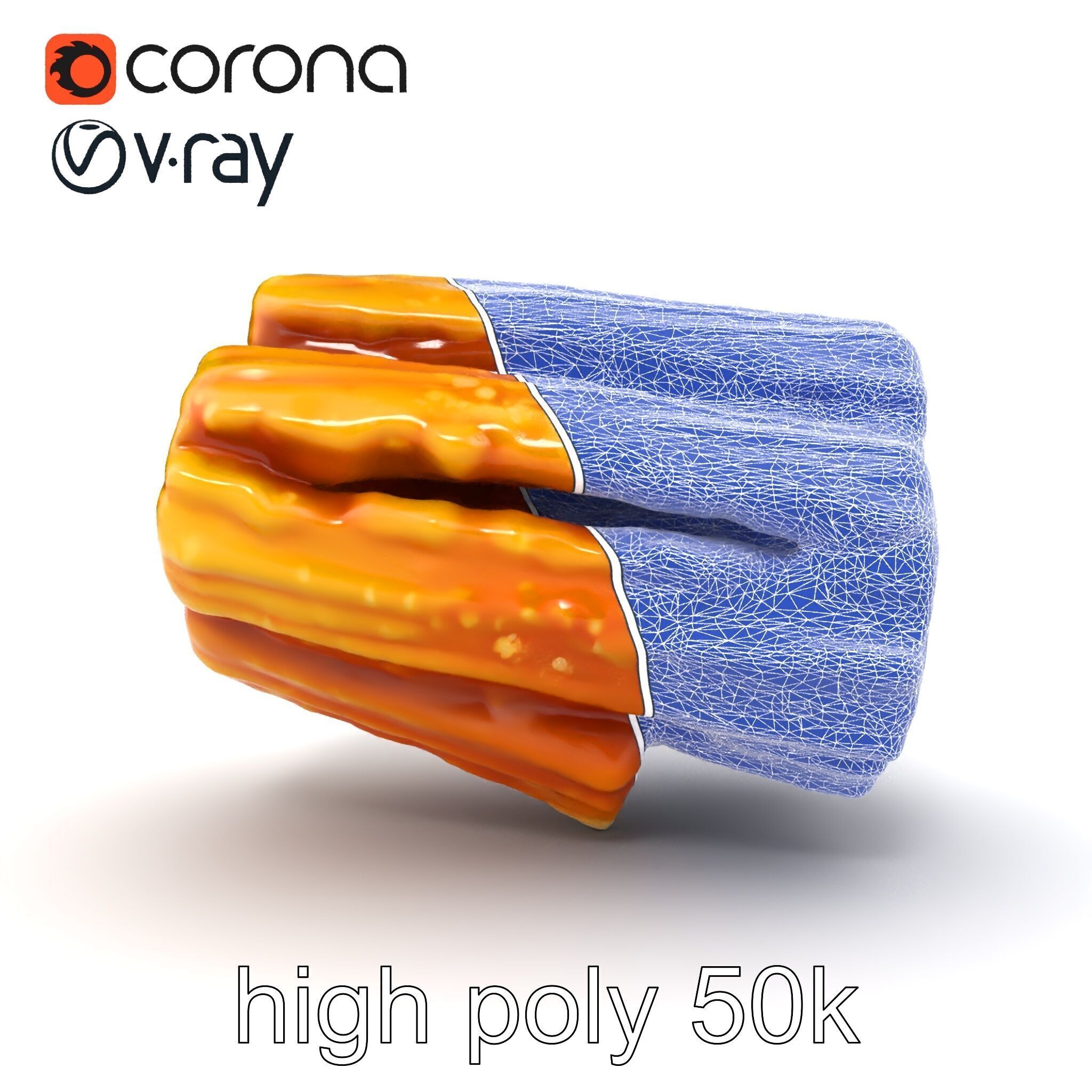 Realistic Churro Dessert Texture model pack Low-poly 3D model_25