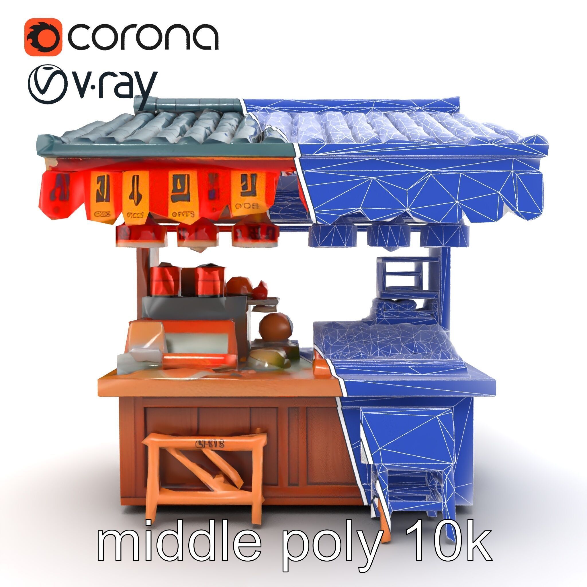 Authentic Korean Street Food Stall model pack Low-poly 3D model_24