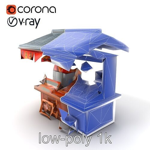 Authentic Korean Street Food Stall model pack Low-poly 3D model 7