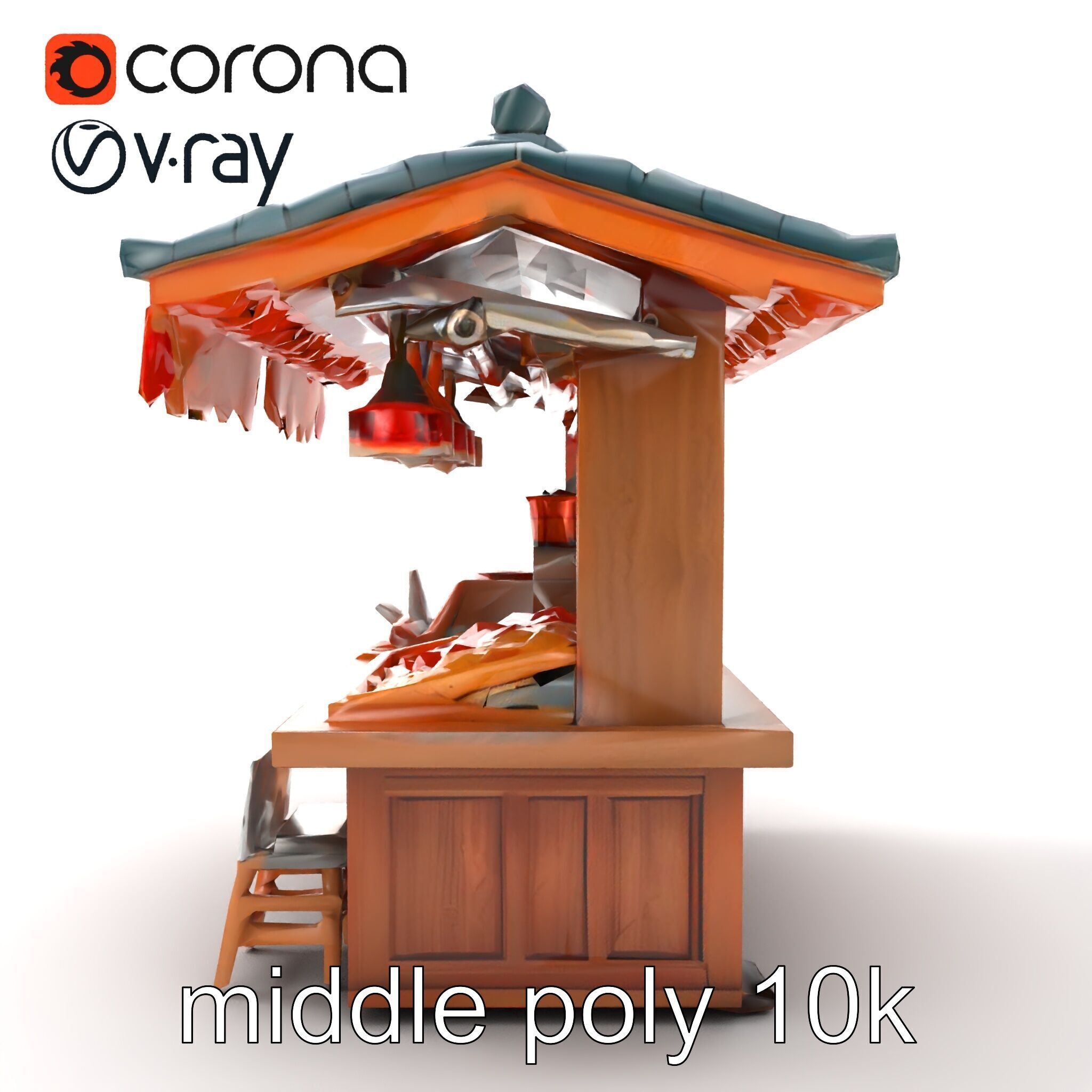 Authentic Korean Street Food Stall model pack Low-poly 3D model_22