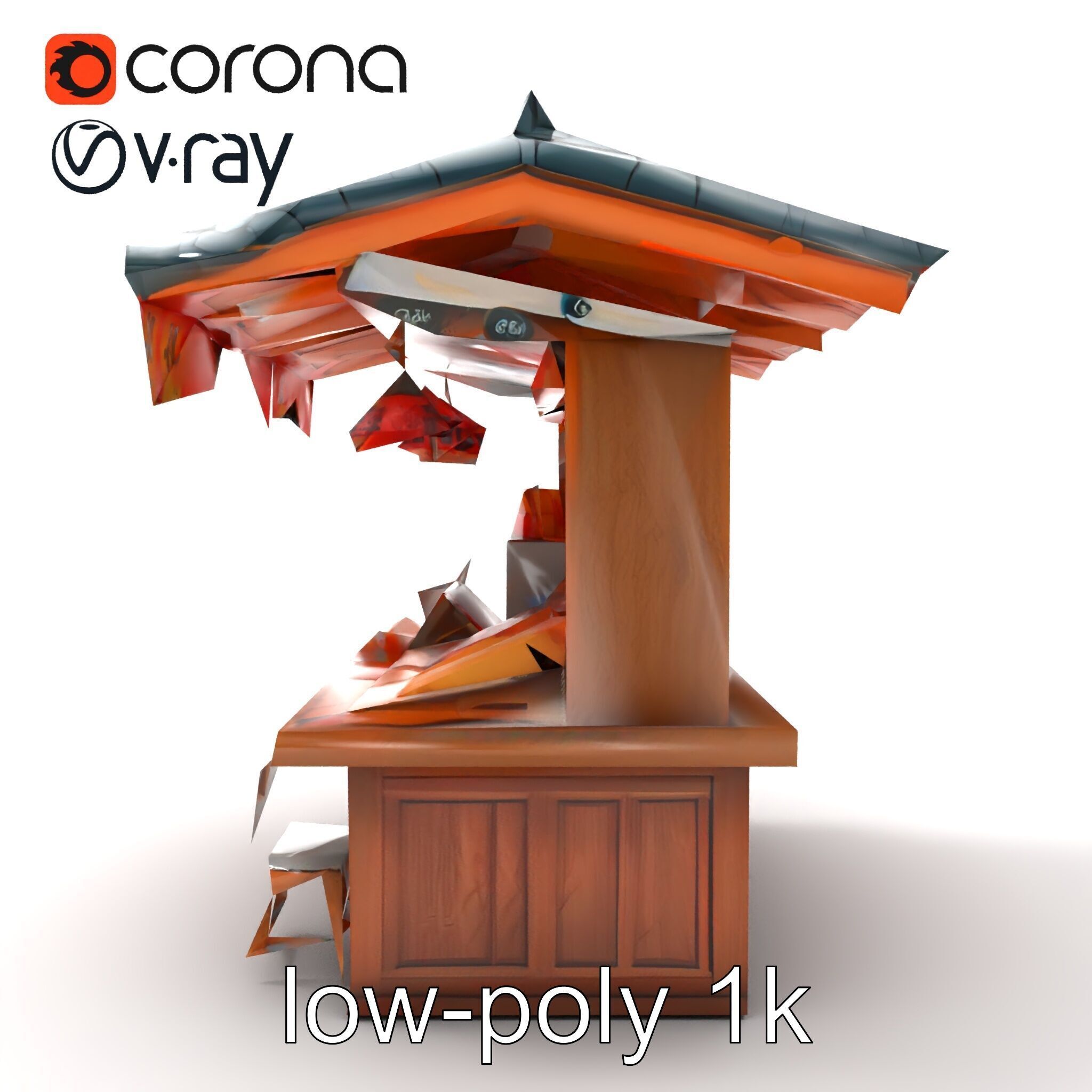 Authentic Korean Street Food Stall model pack Low-poly 3D model_20