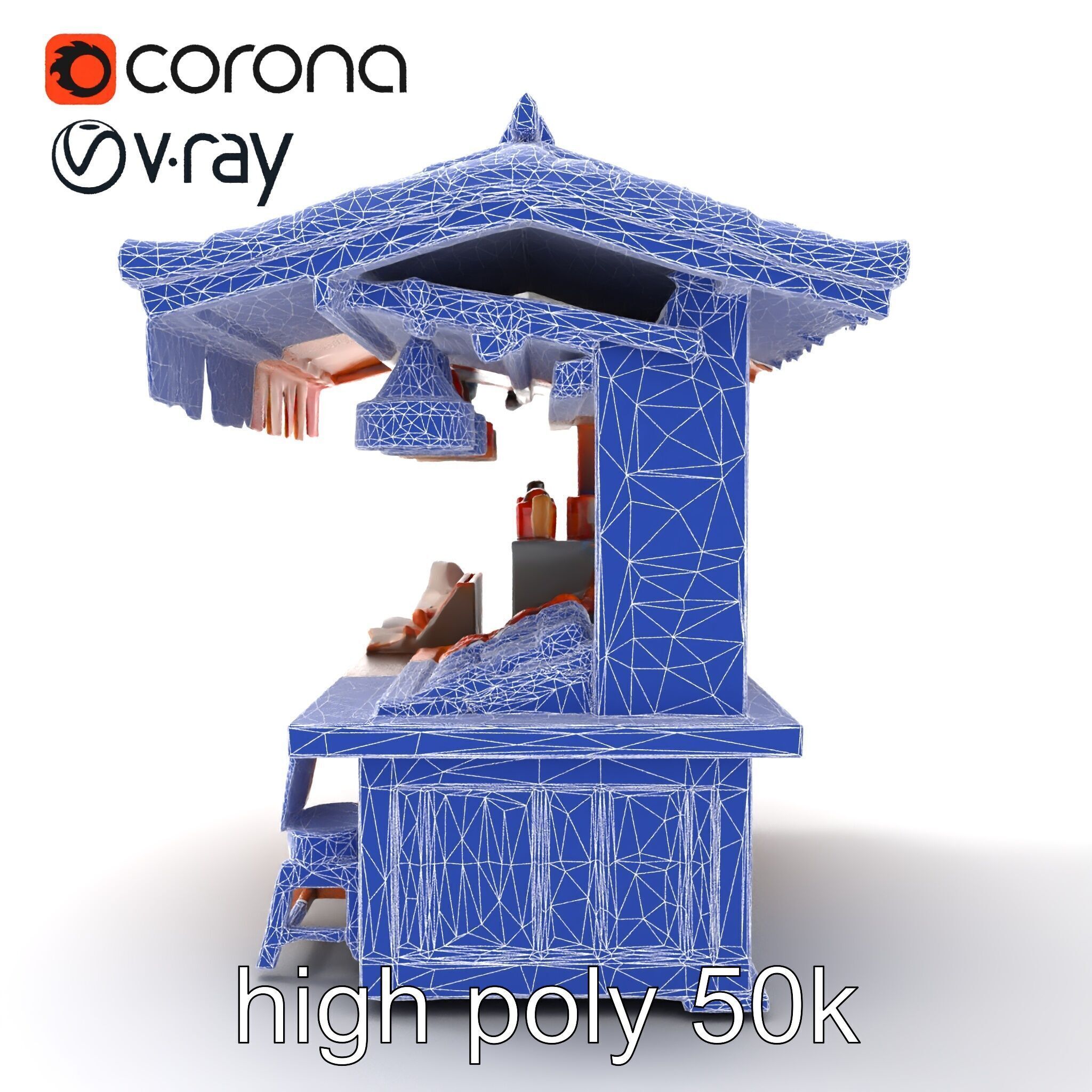 Authentic Korean Street Food Stall model pack Low-poly 3D model_16