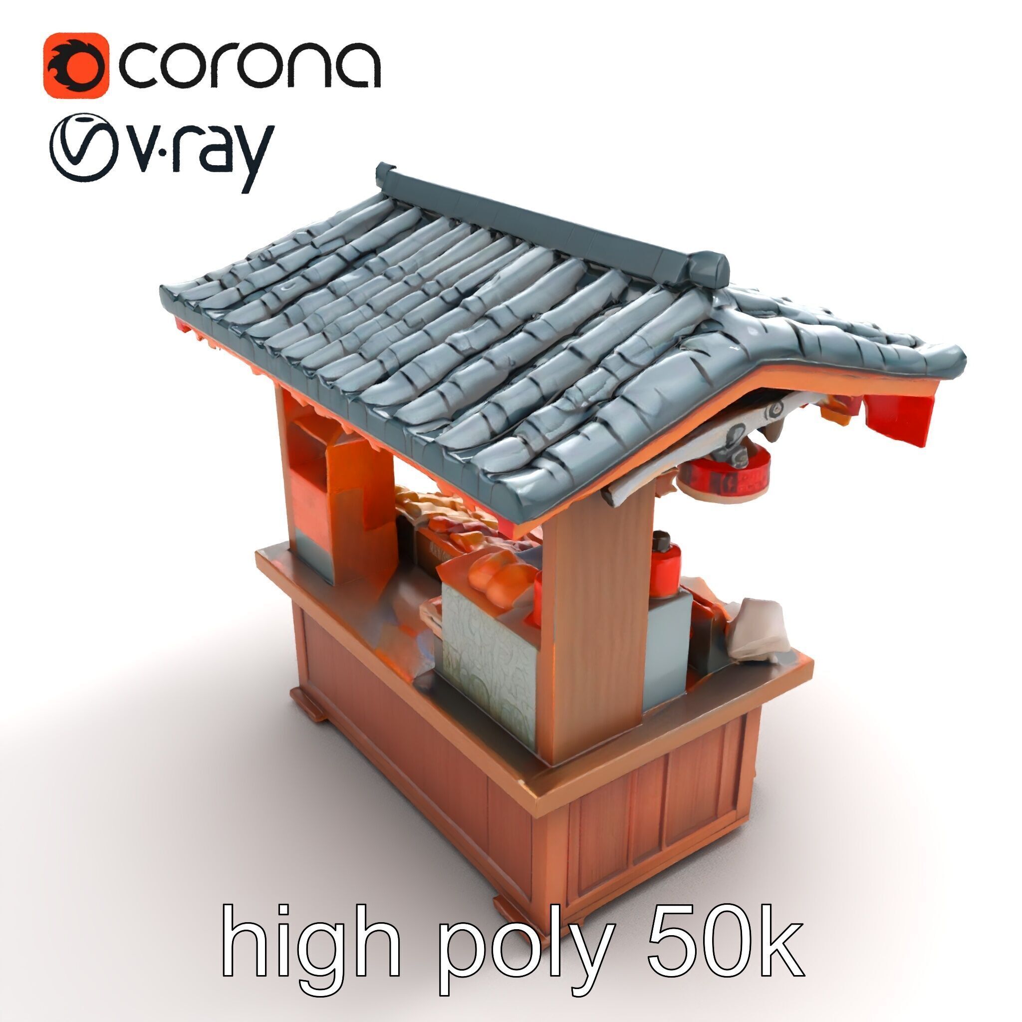Authentic Korean Street Food Stall model pack Low-poly 3D model_9