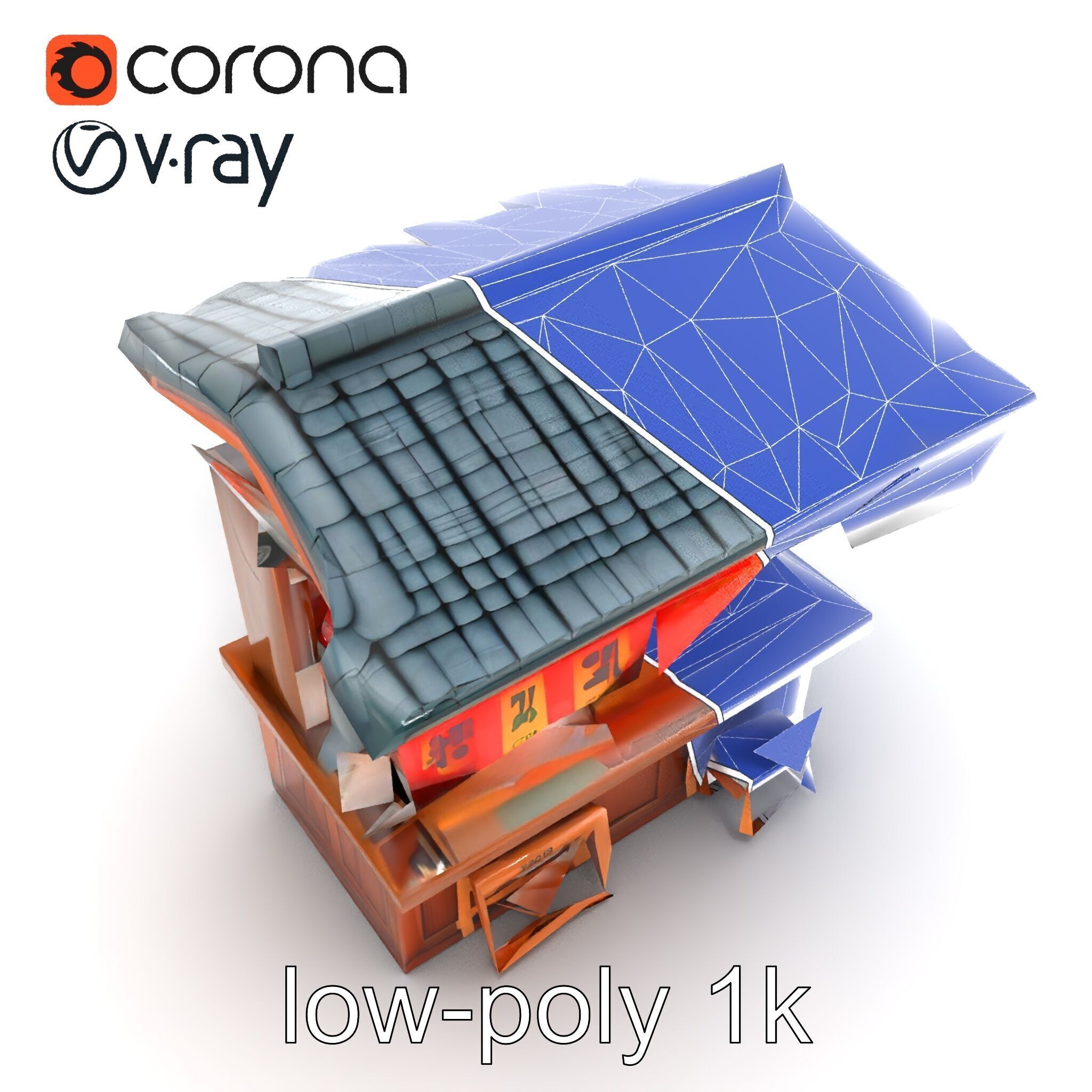 Authentic Korean Street Food Stall model pack Low-poly 3D model_13