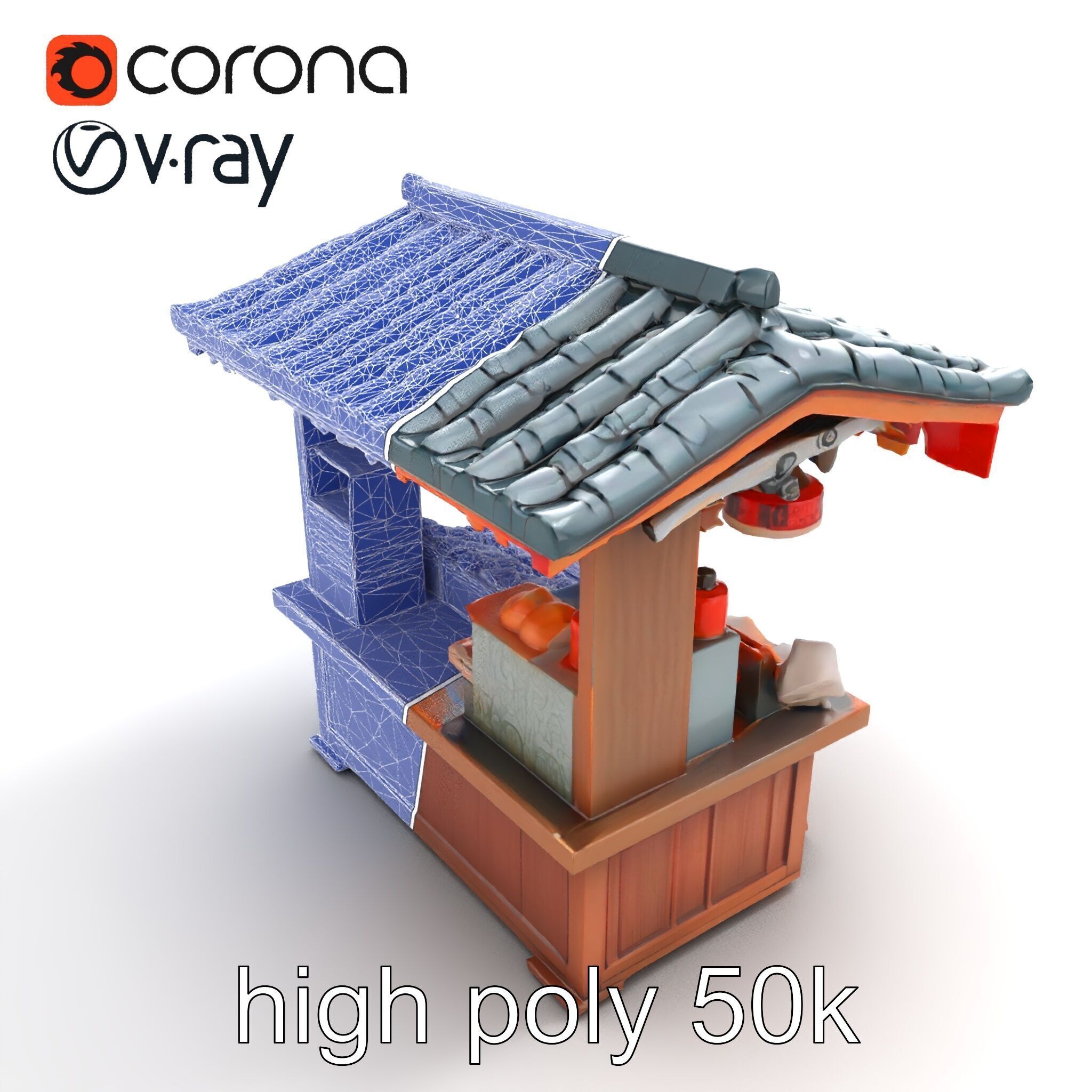 Authentic Korean Street Food Stall model pack Low-poly 3D model_28