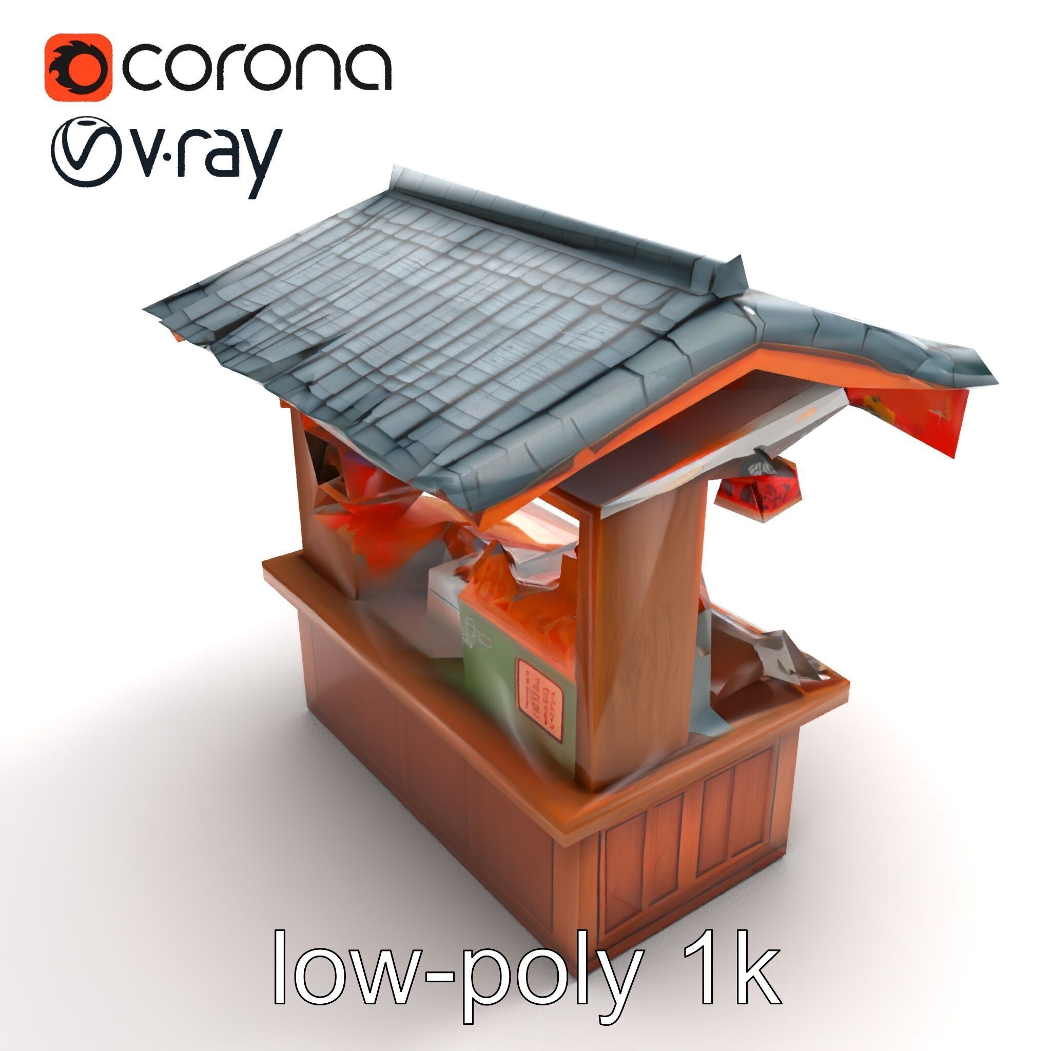 Authentic Korean Street Food Stall model pack Low-poly 3D model_8