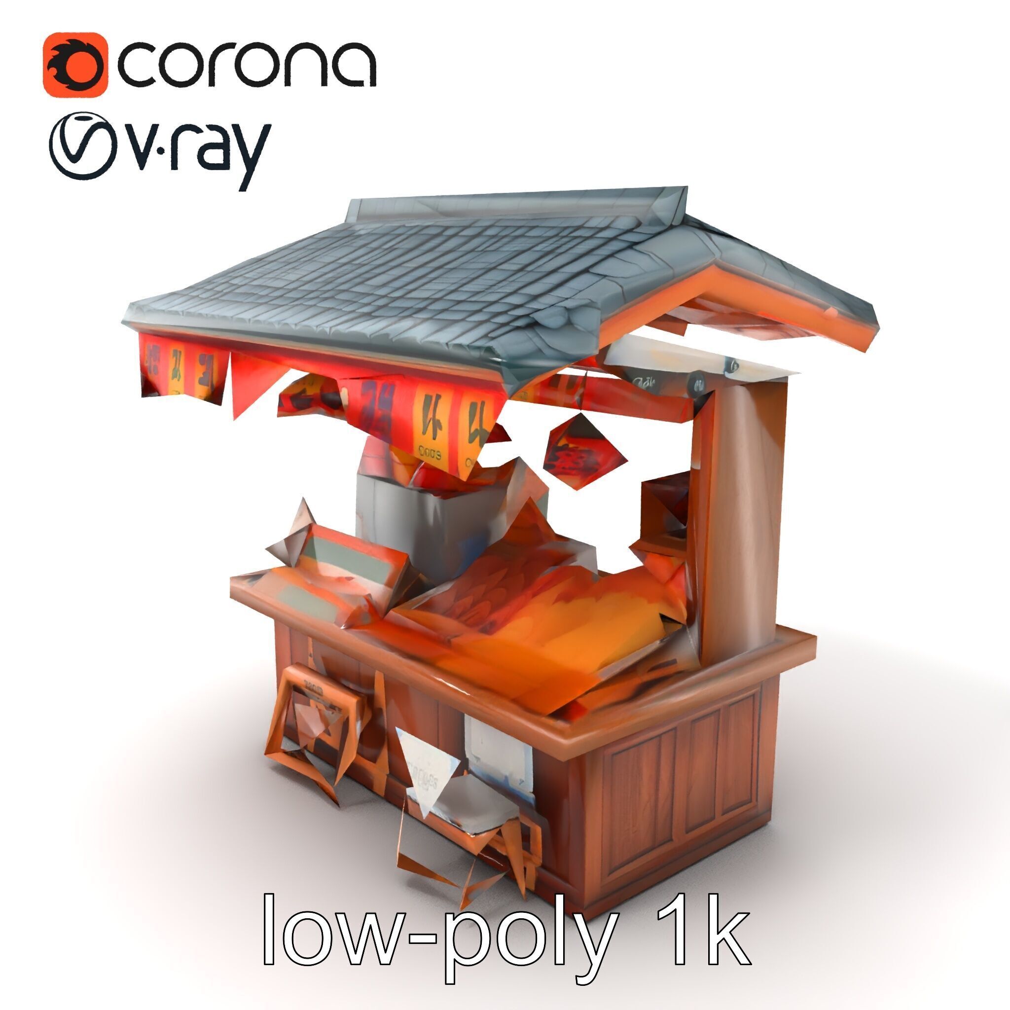Authentic Korean Street Food Stall model pack Low-poly 3D model_4
