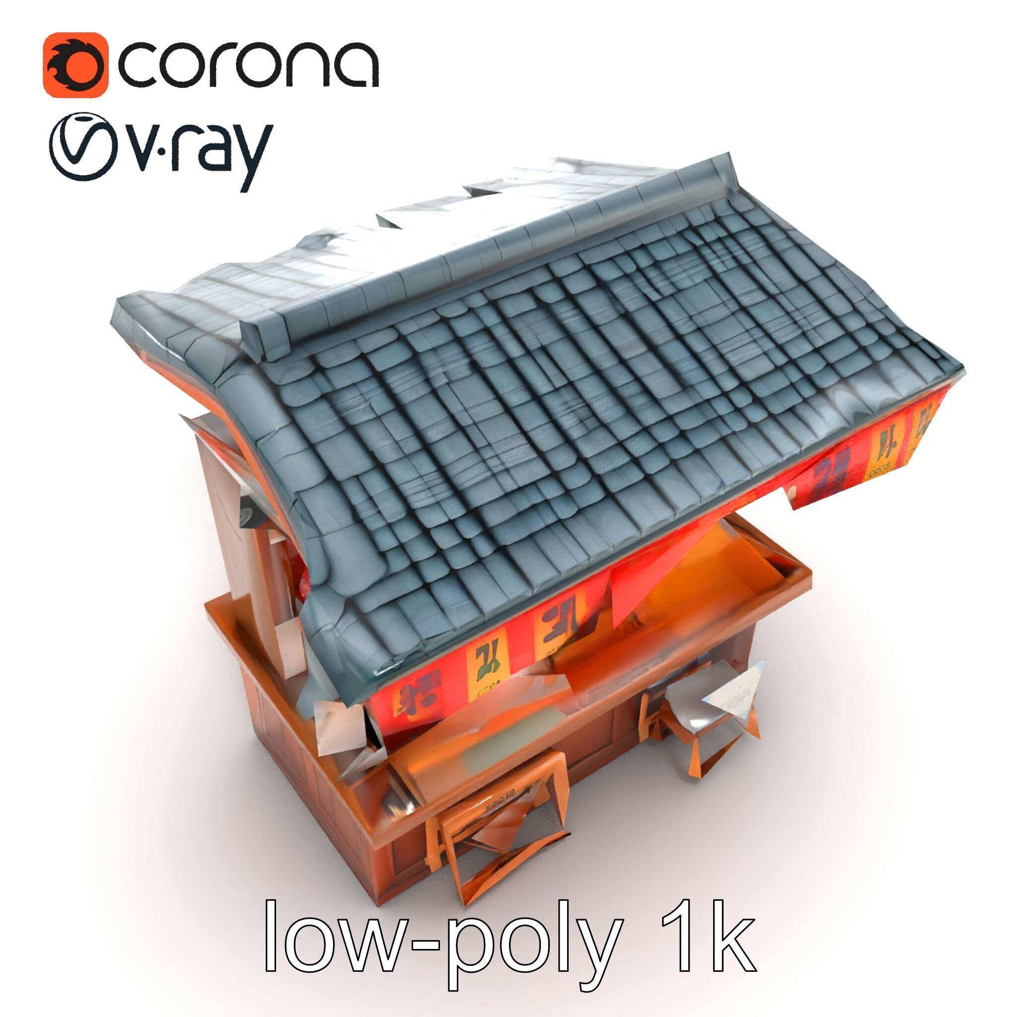 Authentic Korean Street Food Stall model pack Low-poly 3D model_25