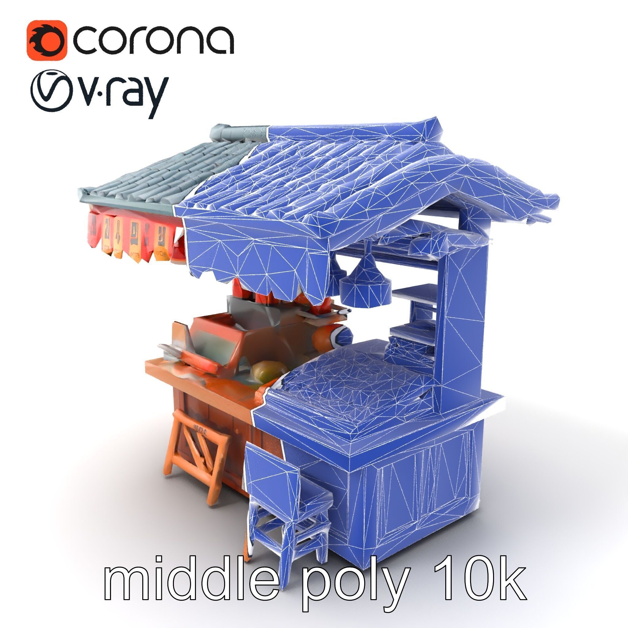 Authentic Korean Street Food Stall model pack Low-poly 3D model_5
