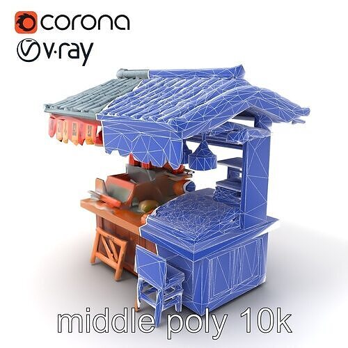 Authentic Korean Street Food Stall model pack Low-poly 3D model 6