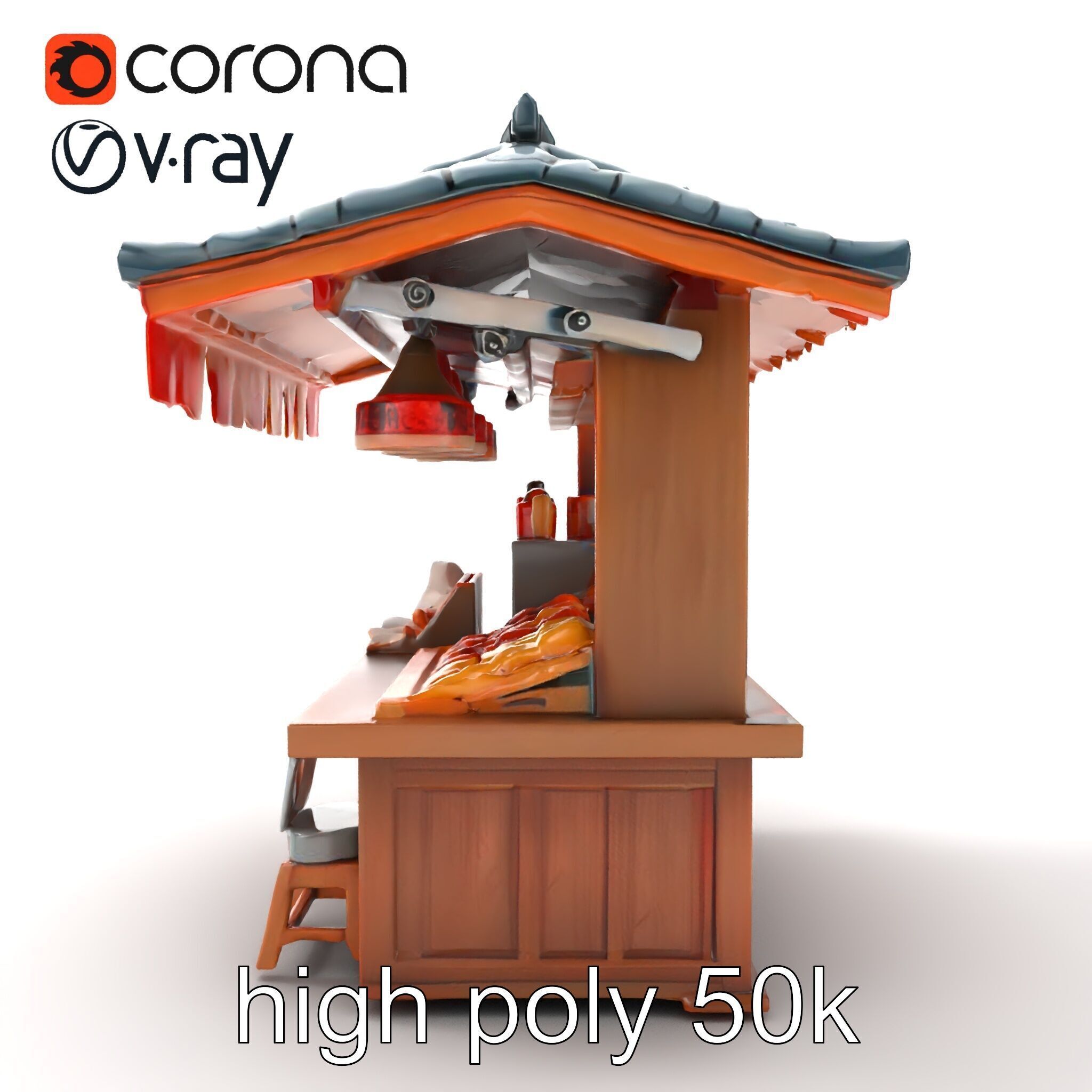 Authentic Korean Street Food Stall model pack Low-poly 3D model_10
