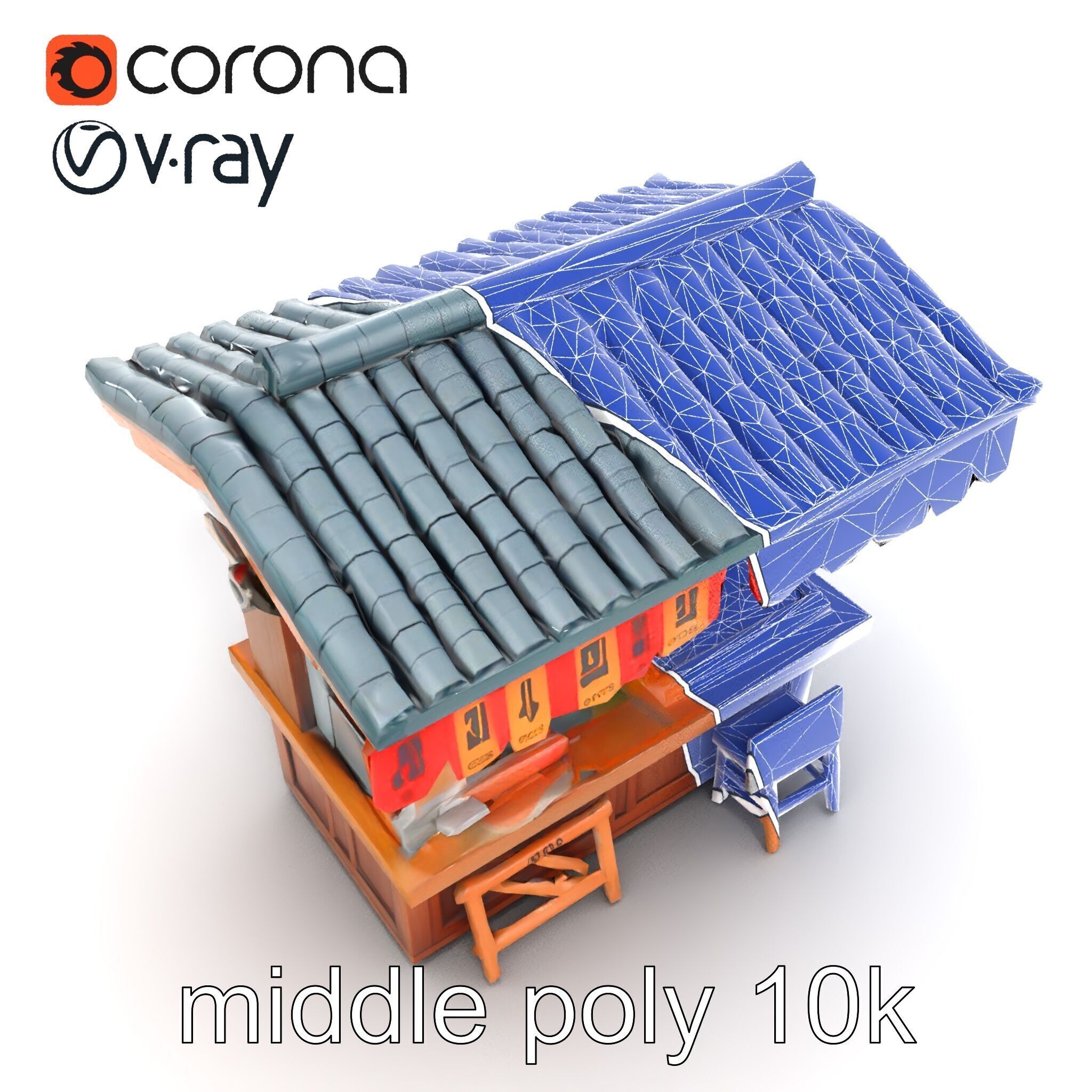 Authentic Korean Street Food Stall model pack Low-poly 3D model_26