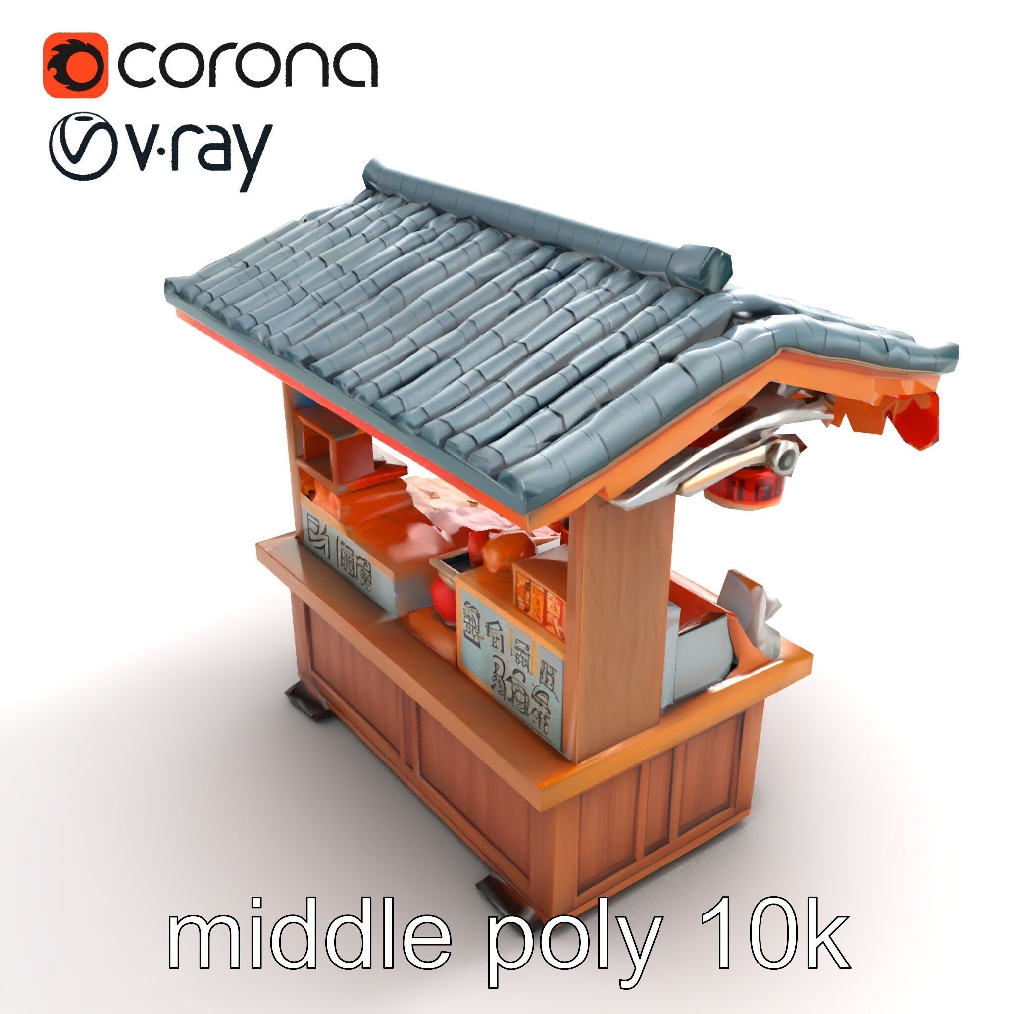 Authentic Korean Street Food Stall model pack Low-poly 3D model_7