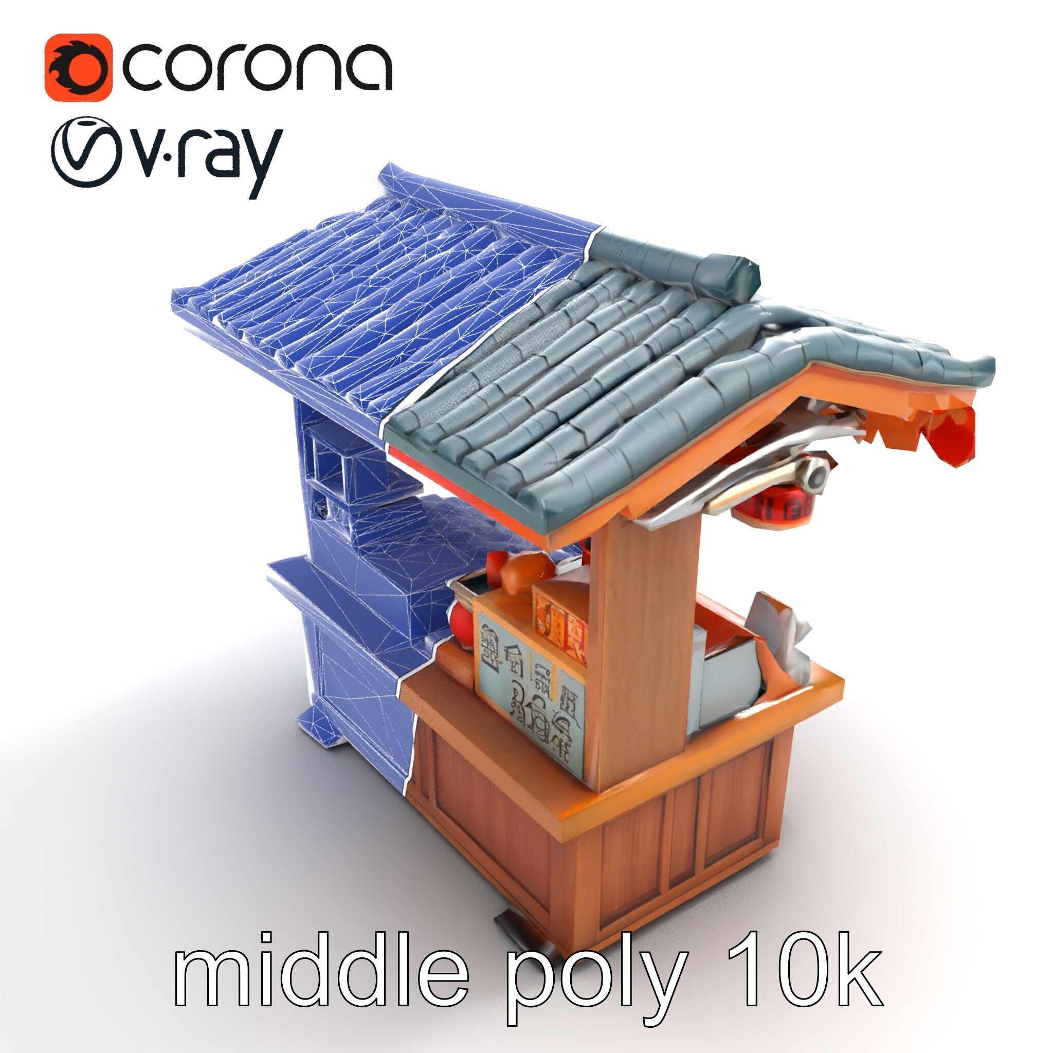 Authentic Korean Street Food Stall model pack Low-poly 3D model_17