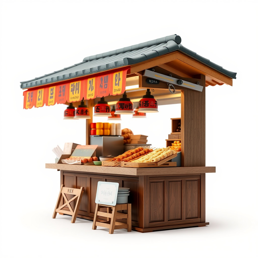 Authentic Korean Street Food Stall model pack Low-poly 3D model_3