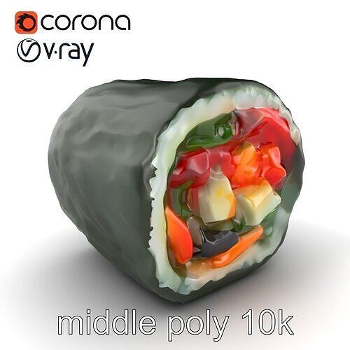 Korean Gimbap Roll Textured 3D Model Pack Low-poly 3D model