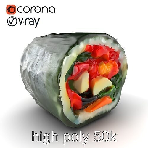 Korean Gimbap Roll Textured 3D Model Pack Low-poly 3D model 3
