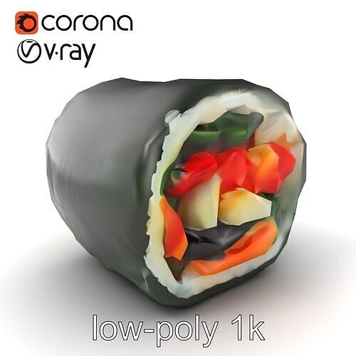 Korean Gimbap Roll Textured 3D Model Pack Low-poly 3D model 5