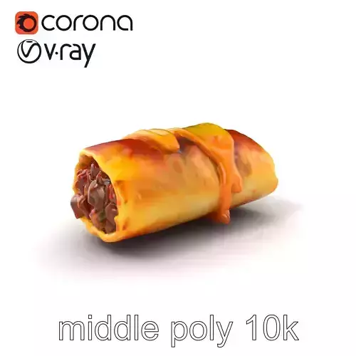 Crispy Beef Chimichanga with Queso Sauce model pack Low-poly 3D model