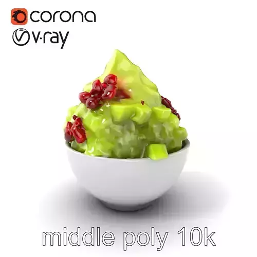 Korean Matcha Bingsu Dessert 3D Model Pack