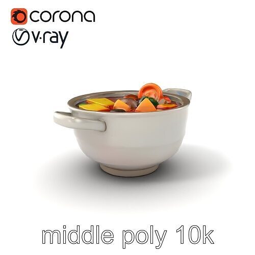 Korean Jjigae Stew Pot Detailed Model Pack Low-poly 3D model