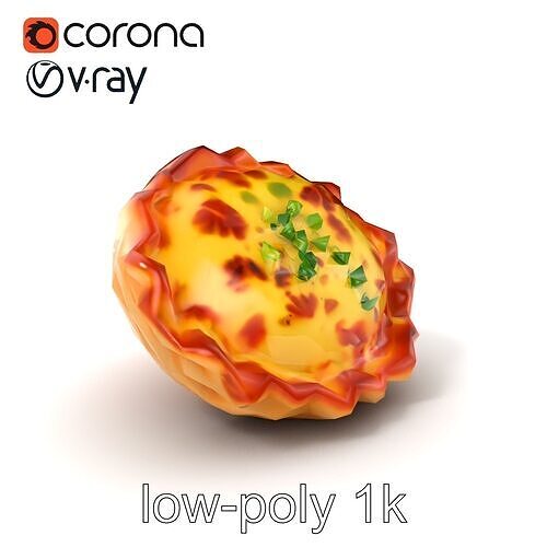 Korean Seafood Pancake Realistic Model Pack Low-poly 3D model 5