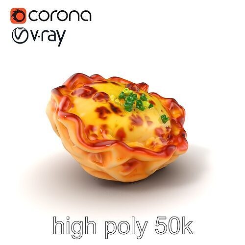 Korean Seafood Pancake Realistic Model Pack Low-poly 3D model 2