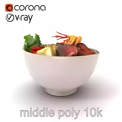 Korean Bibimbap Bowl Photorealistic 3D Model Pack
