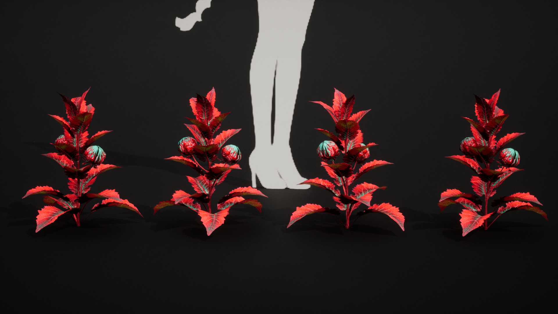 Red Fantasy Forest - 6 Red Spider Fern Grass Plant Low-poly 3D model_9