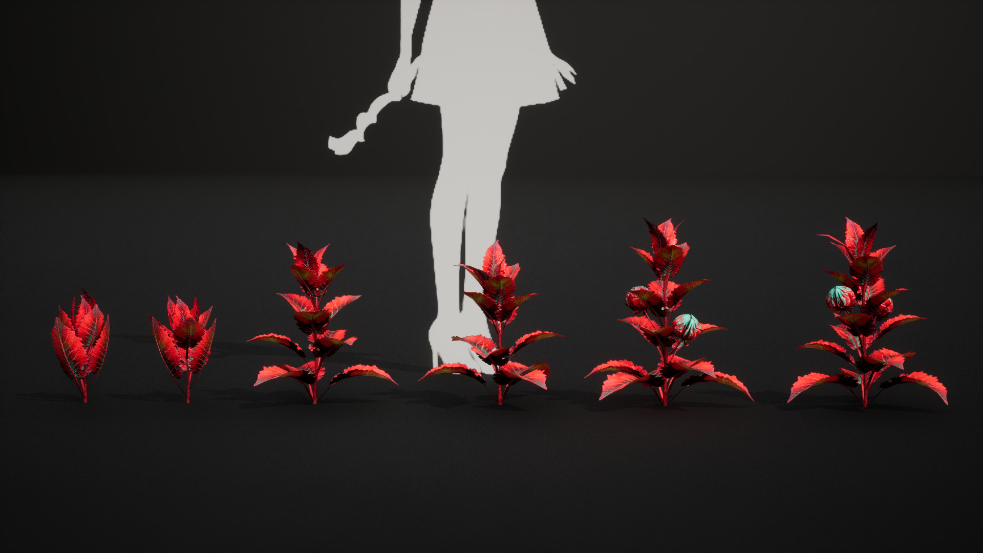 Red Fantasy Forest - 6 Red Spider Fern Grass Plant Low-poly 3D model_3