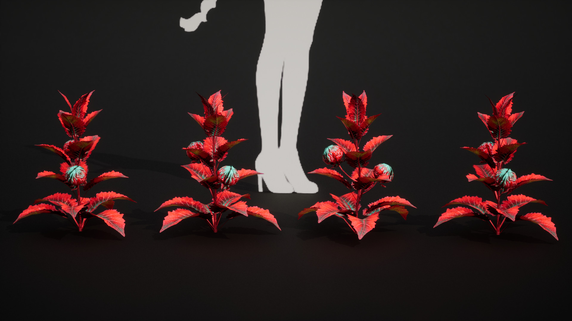 Red Fantasy Forest - 6 Red Spider Fern Grass Plant Low-poly 3D model_8