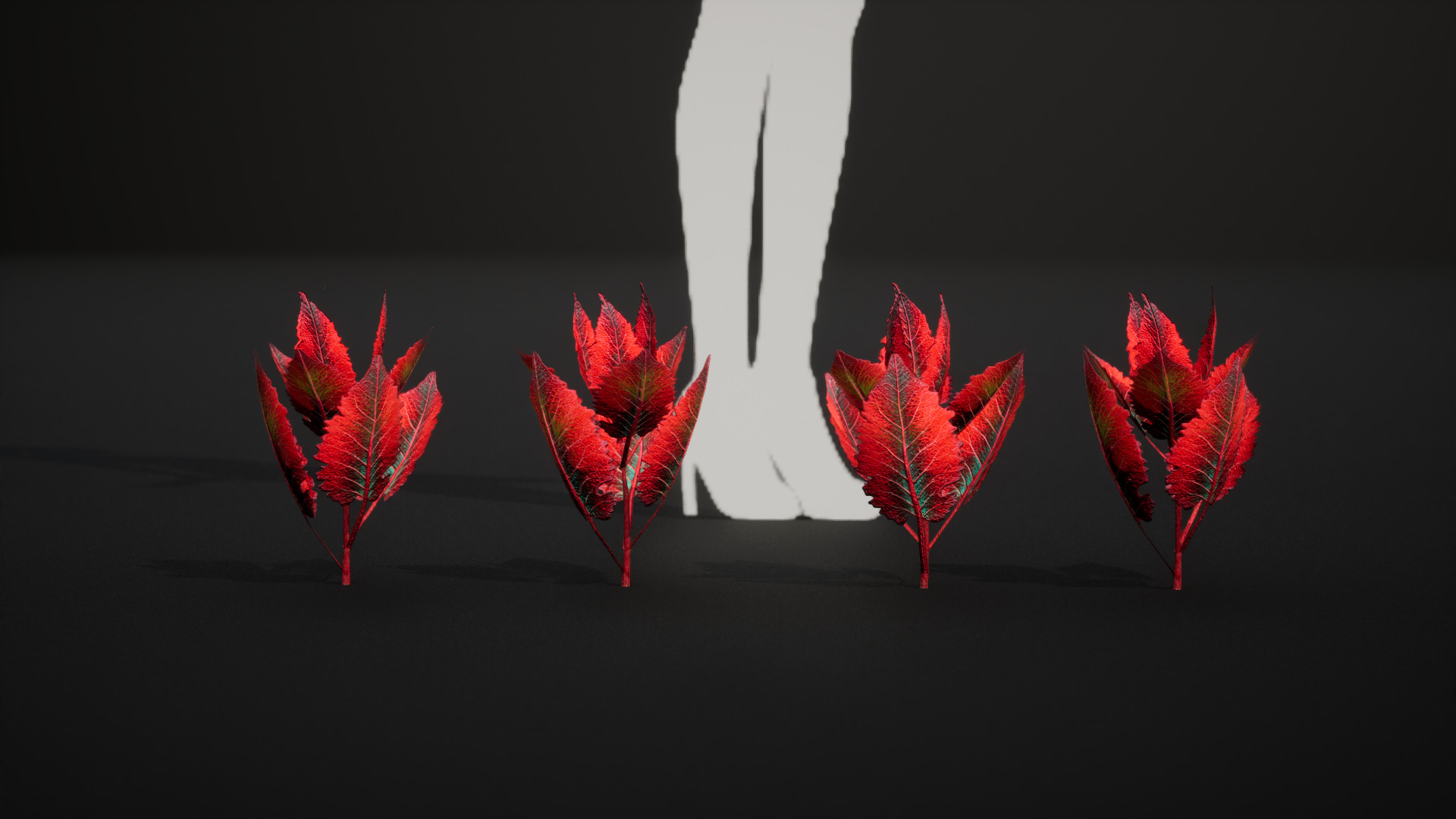 Red Fantasy Forest - 6 Red Spider Fern Grass Plant Low-poly 3D model_5