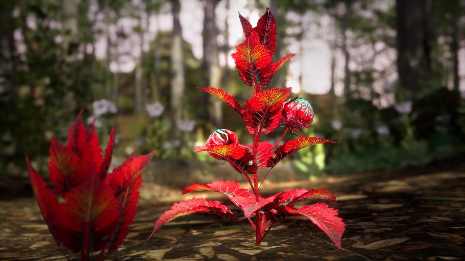 Red Fantasy Forest - 6 Red Spider Fern Grass Plant Low-poly 3D model_2