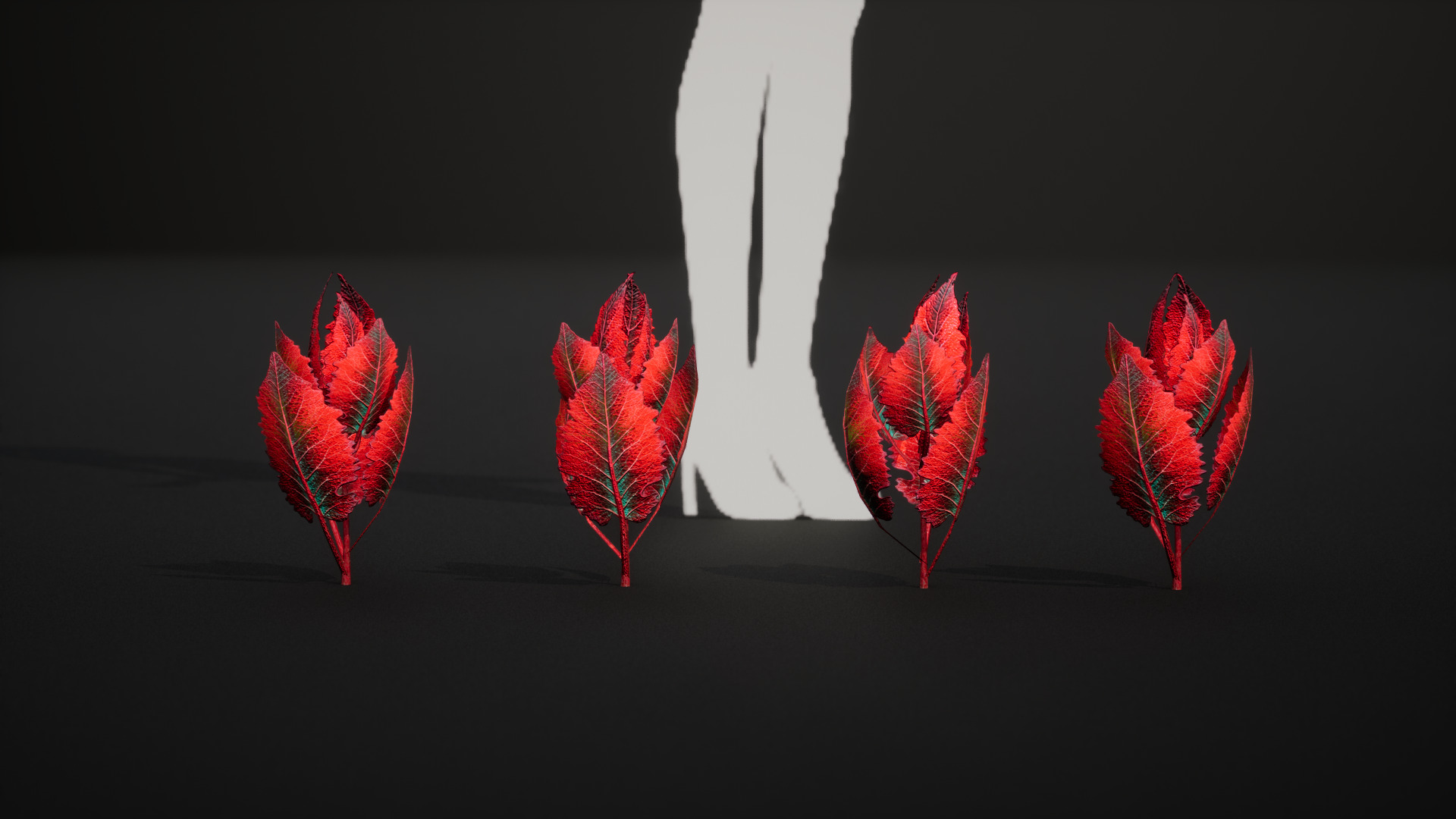 Red Fantasy Forest - 6 Red Spider Fern Grass Plant Low-poly 3D model_4