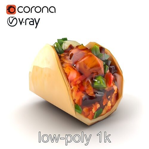 Grilled Chicken Burrito Food Sculpture model pack Low-poly 3D model 5