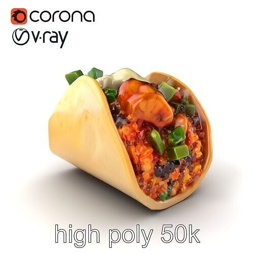 Grilled Chicken Burrito Food Sculpture model pack Low-poly 3D model 2